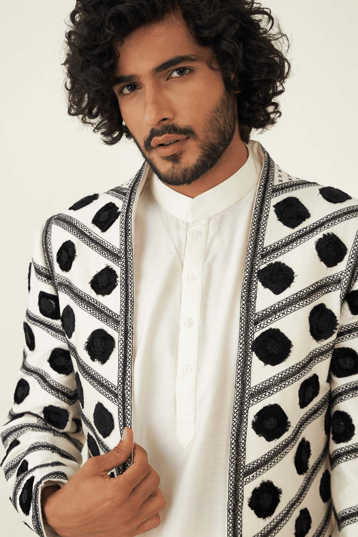 Geometric Resham Jacket Kurta Set