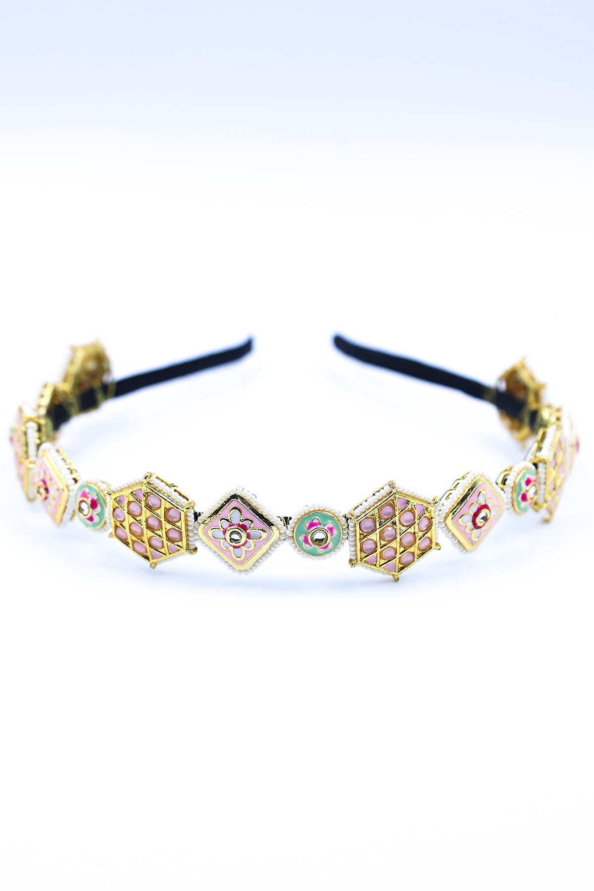 Buy Geometric Broach Gold Hairband by Foot Fuel for women online at ScrollnShops