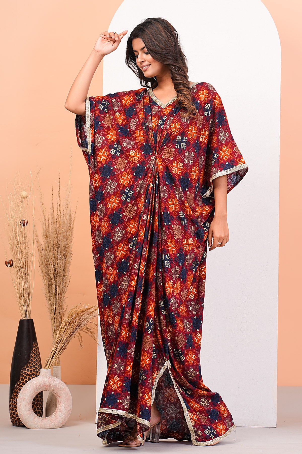 Geometric Printed Long Kaftan