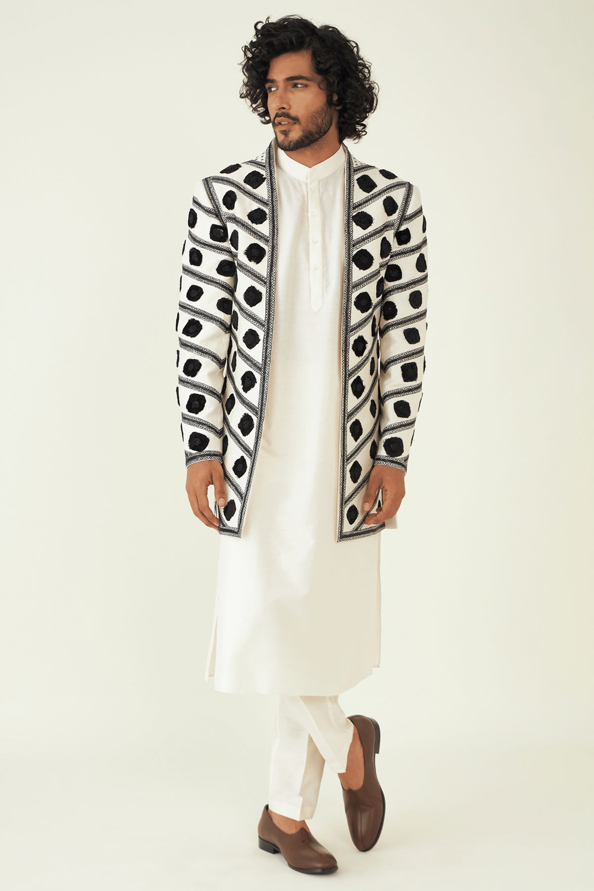 Geometric Resham Jacket Kurta Set