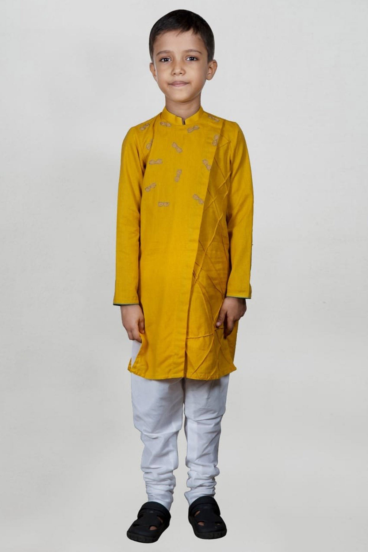 Designer Little Brats Geometrical Pintucked Kurta Set For Kids Available online at ScrollnShops