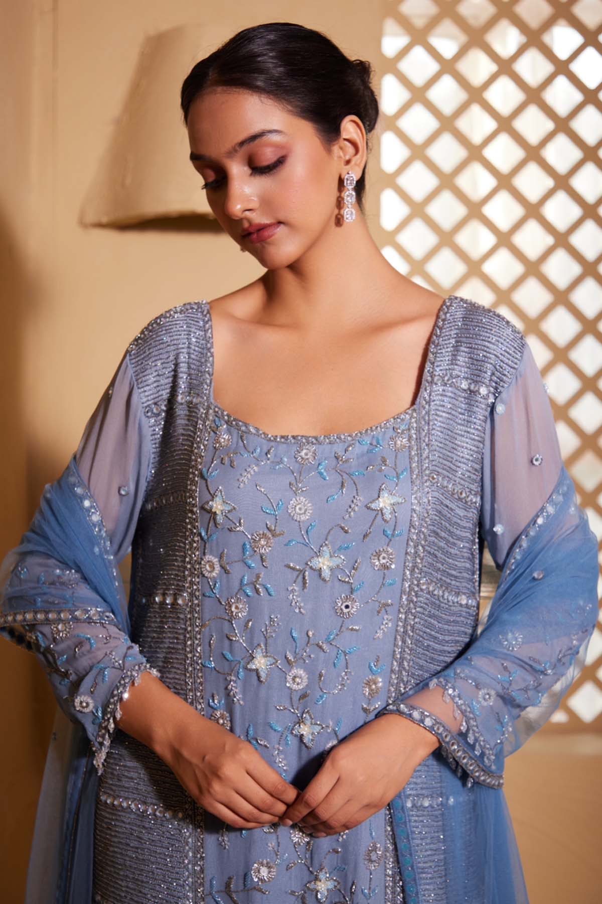 Georgette Embroidered Kurta Set