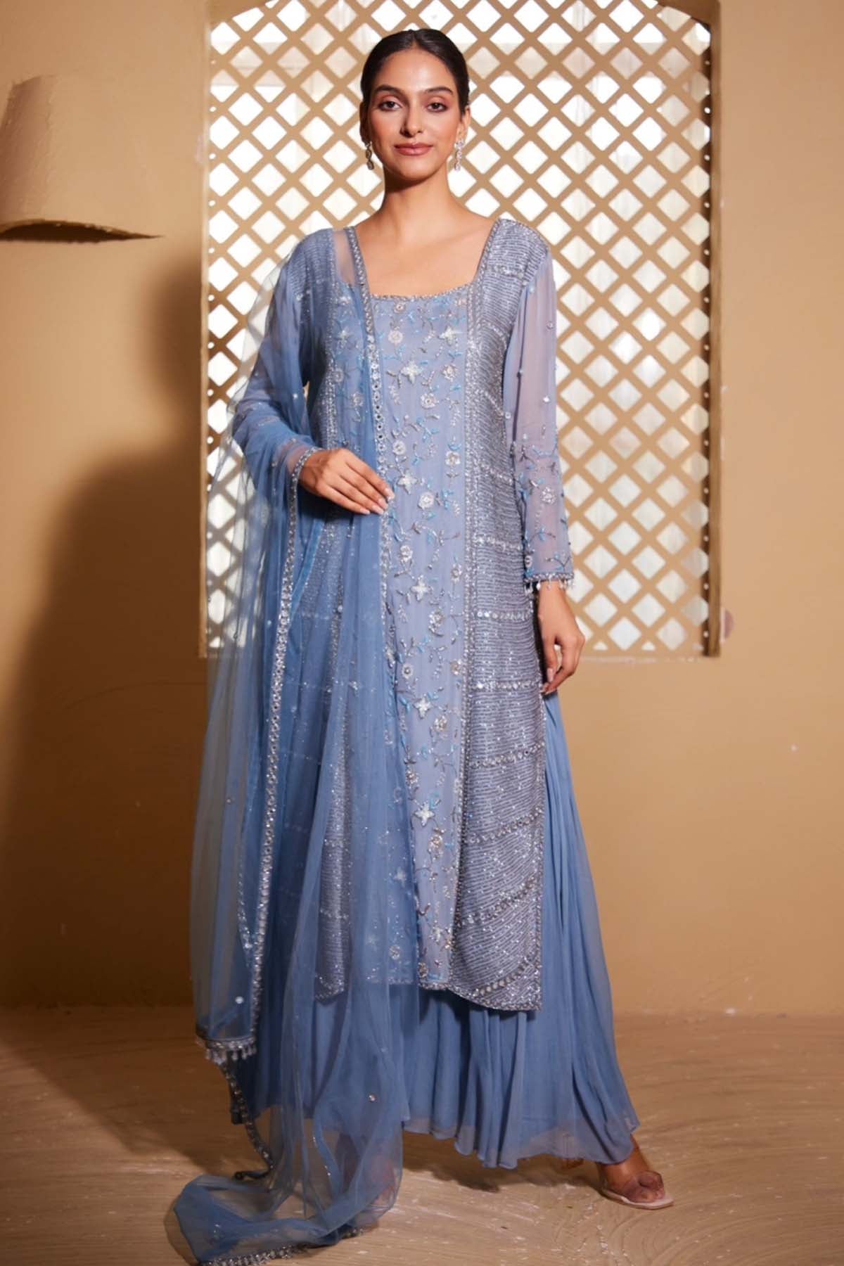 Georgette Embroidered Kurta Set