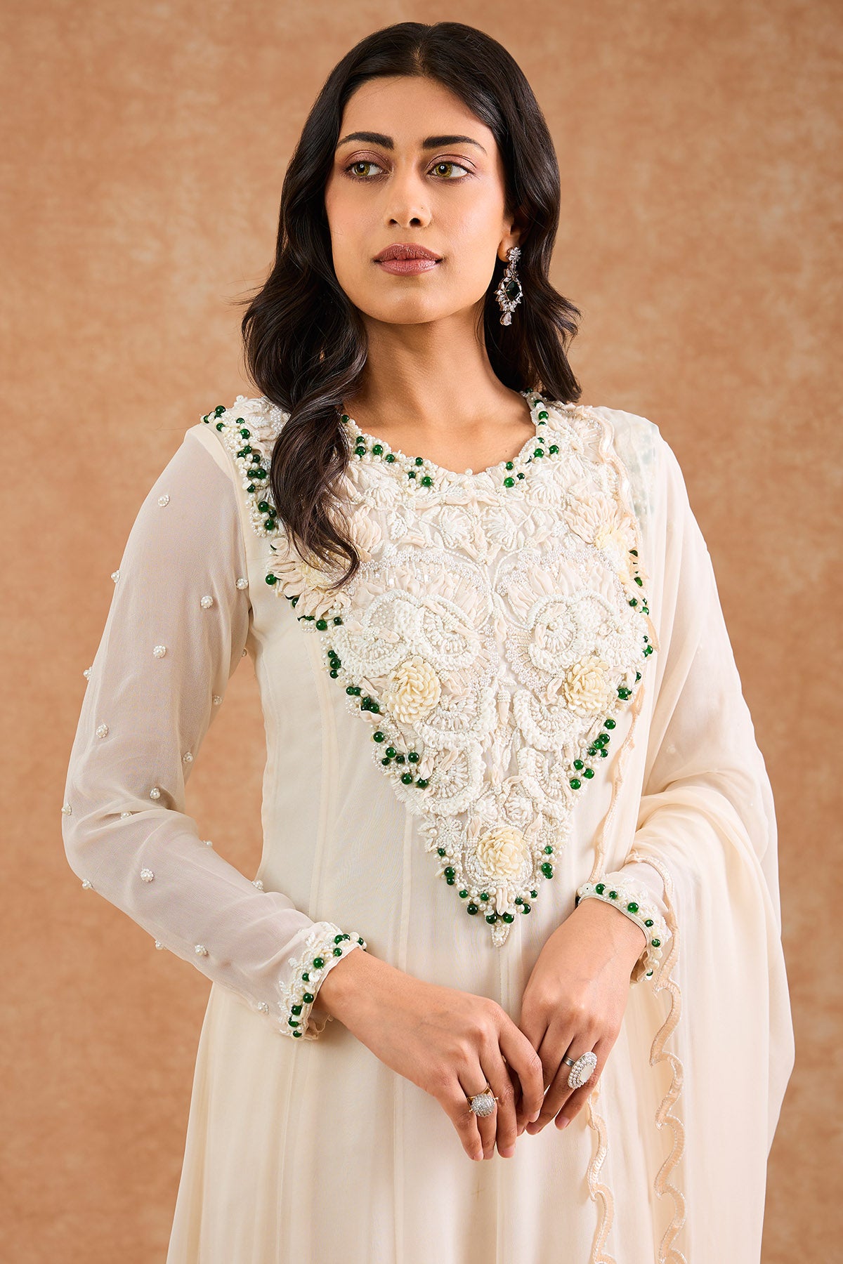 Georgette Ivory Anarkali Set