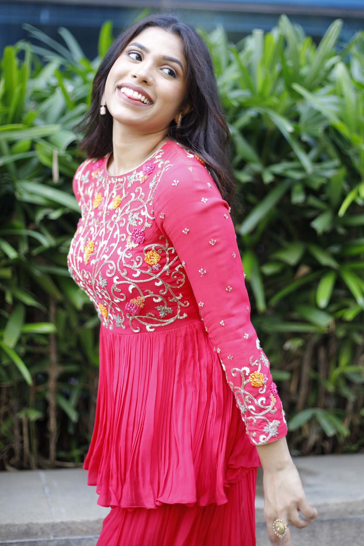 Georgette Pink Indo-Western Set