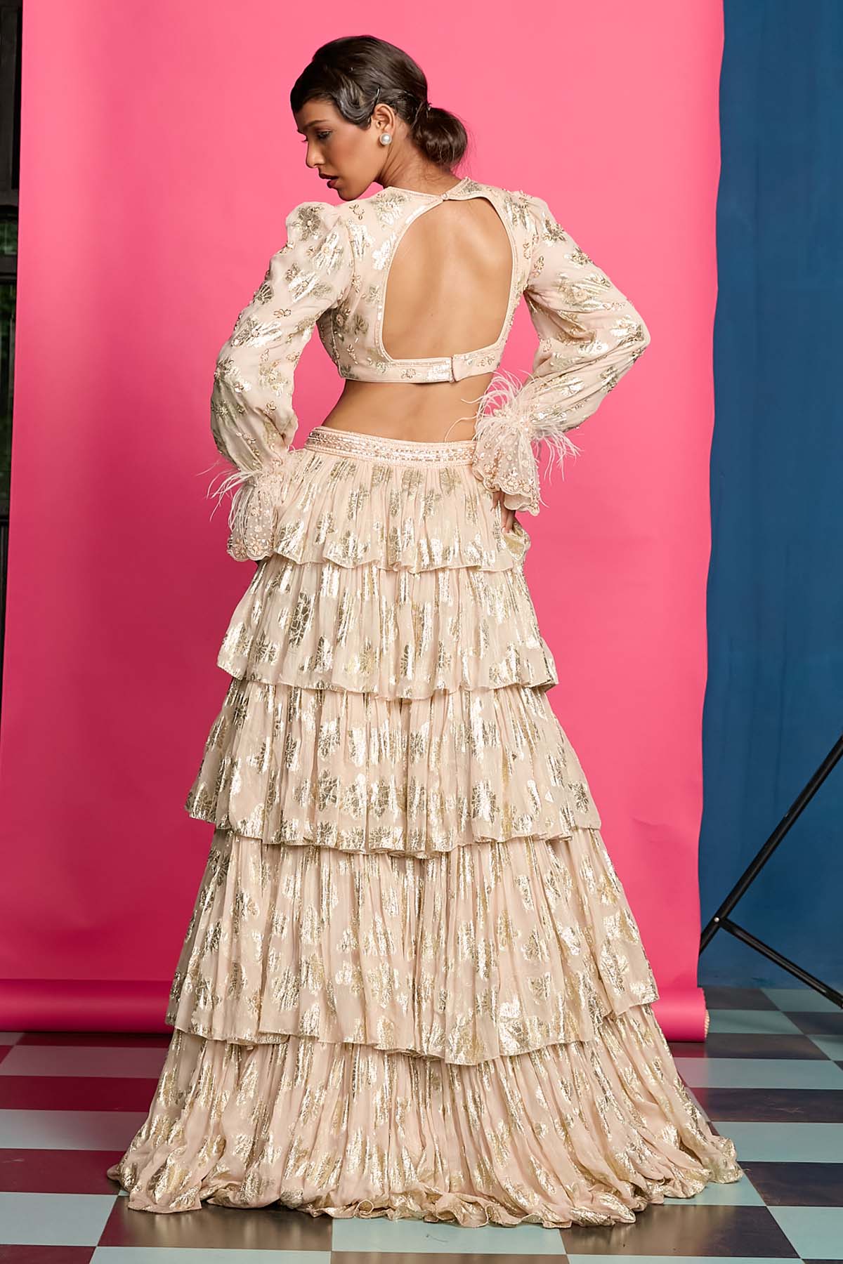 Georgette Tiered Lehenga Set