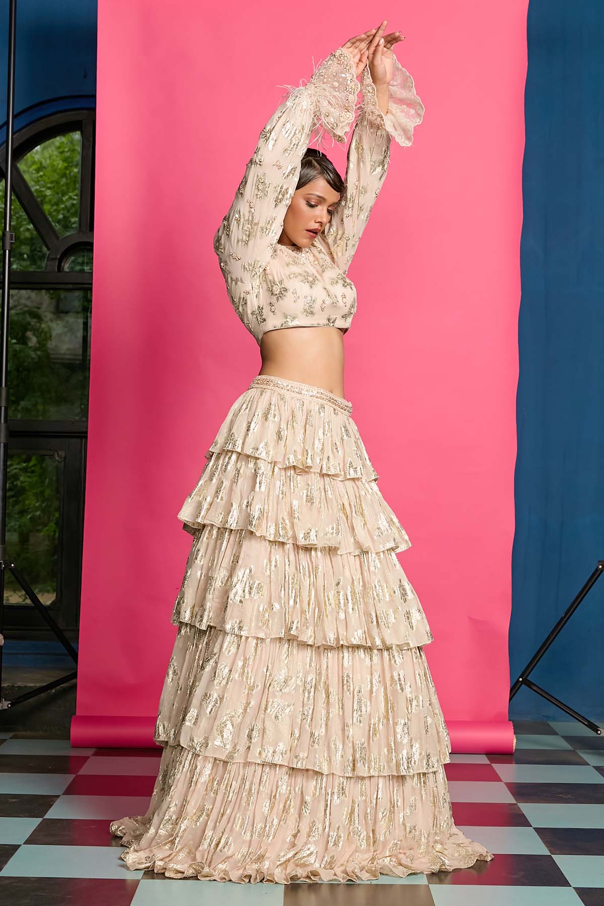 Georgette Tiered Lehenga Set