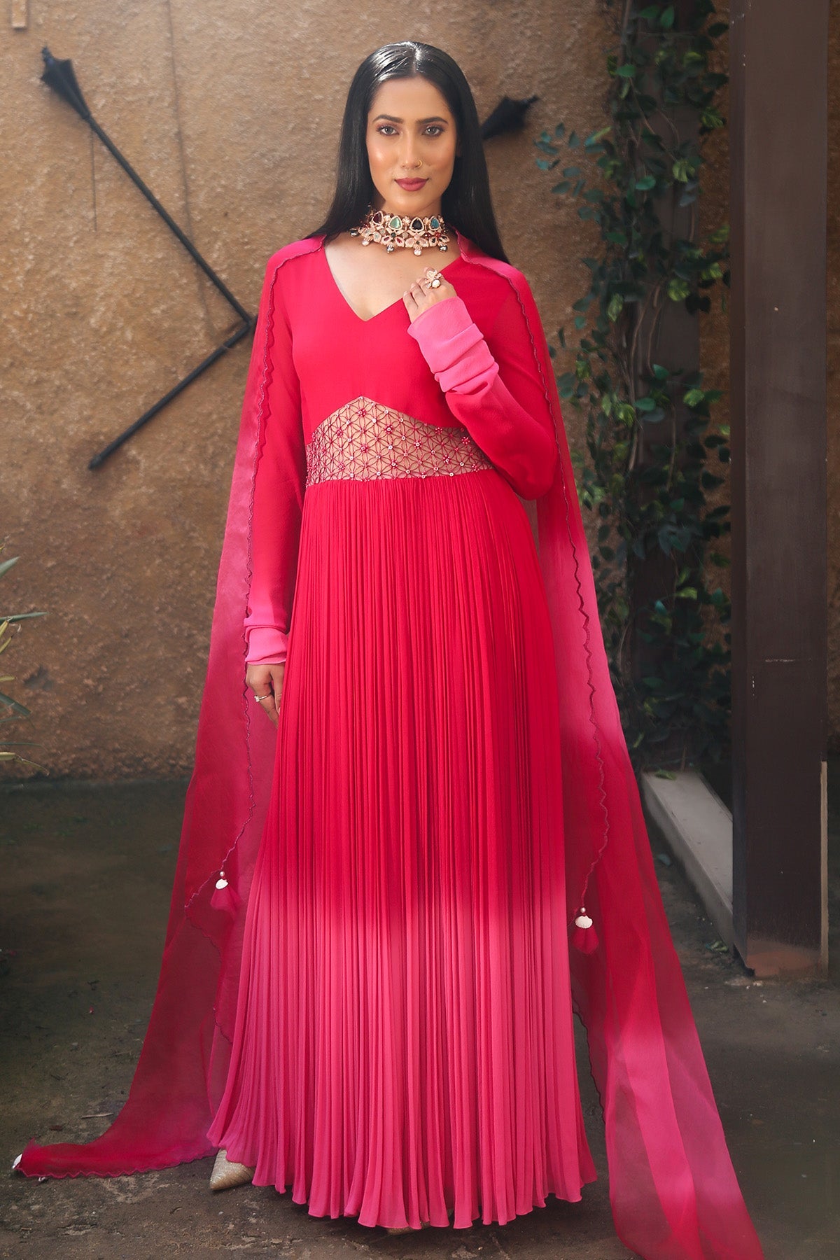 Buy Georgette V-Neck Anarkali Set by Payal Dawar for women online at ScrollnShops