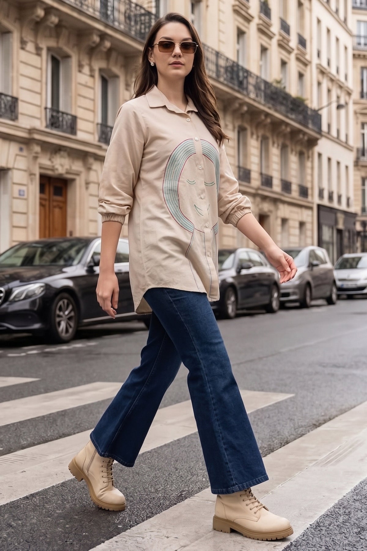 Girl Portrait Embroidered Shirt