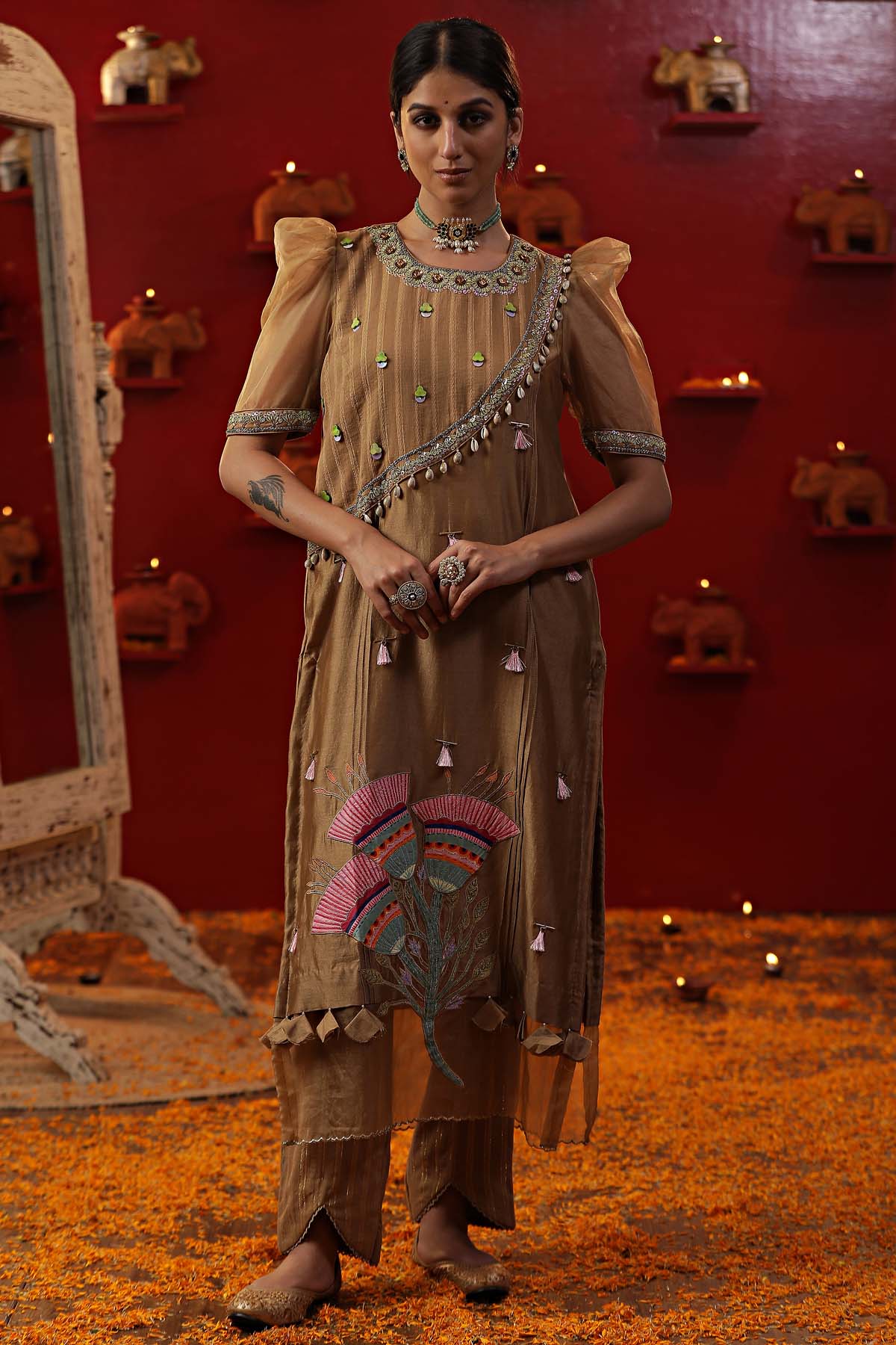 Gold Bell Handpainted Kurta Set