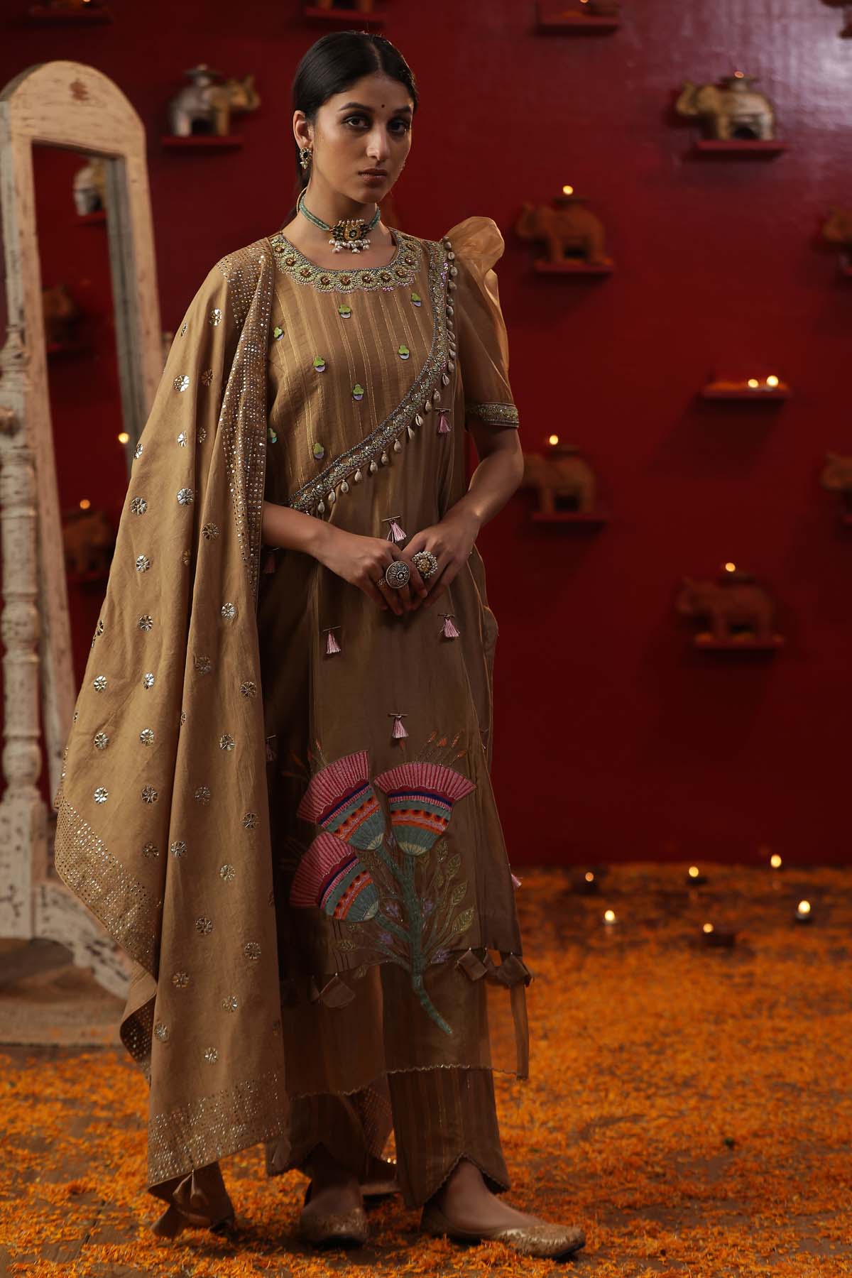 Gold Bell Handpainted Kurta Set