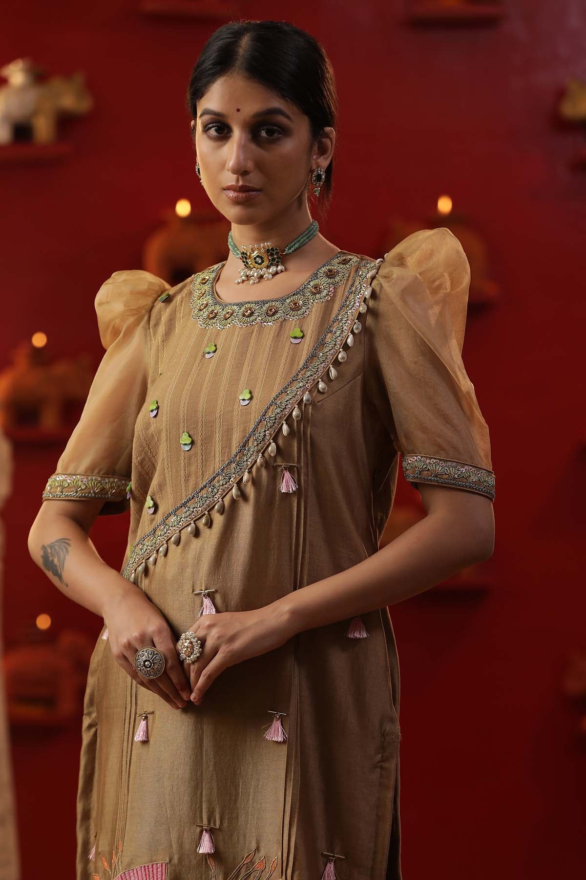 Gold Bell Handpainted Kurta Set