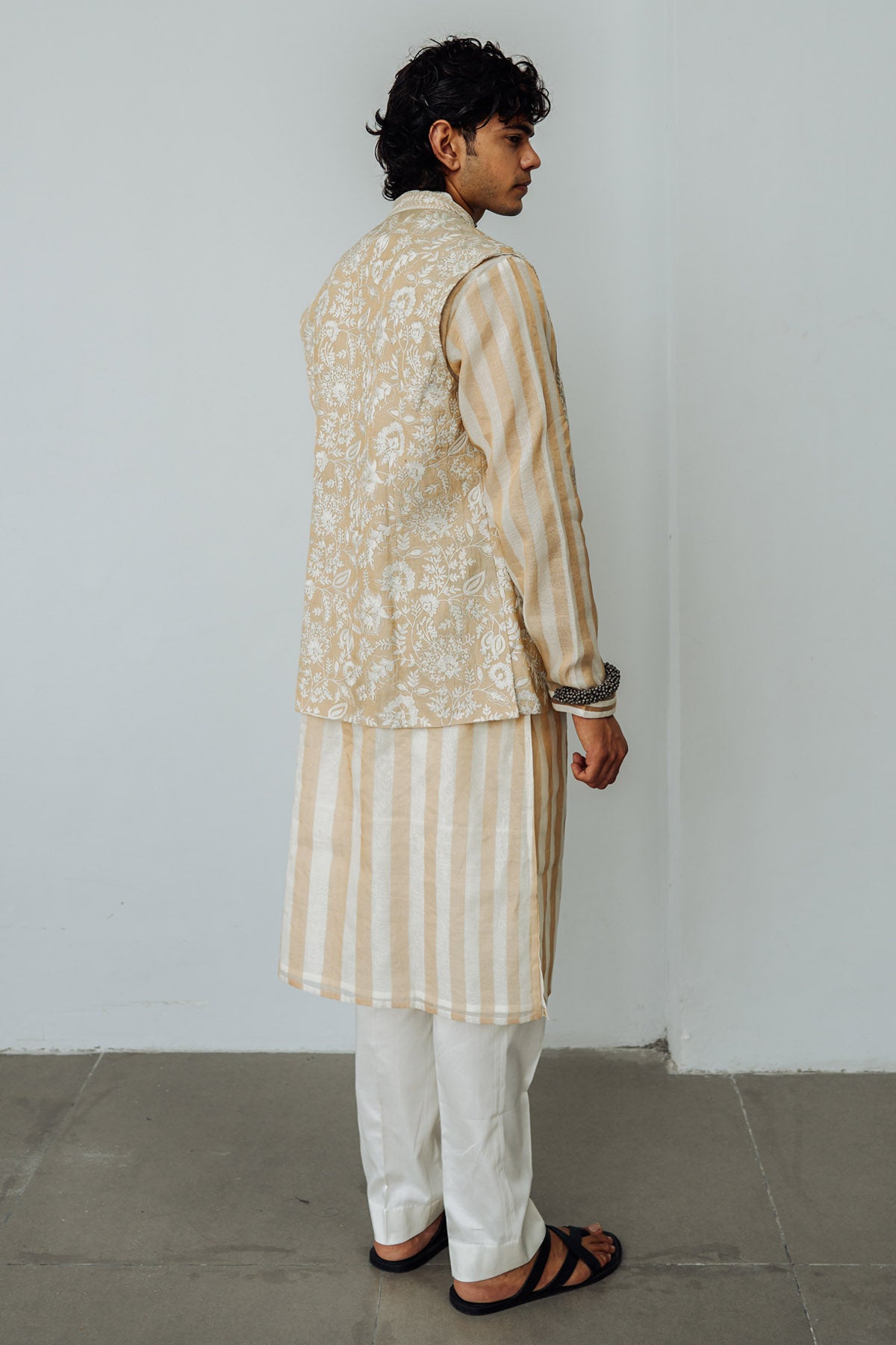 Gold Chanderi Bundi Kurta Set