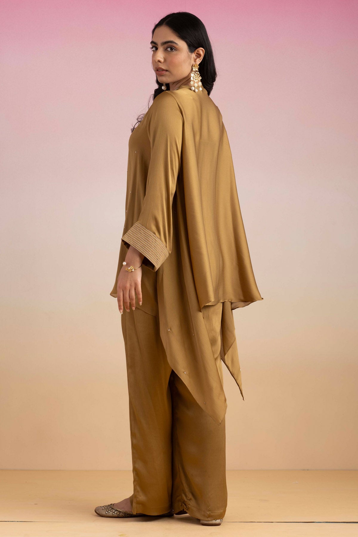 Gold Crystal Strings Kaftan Set