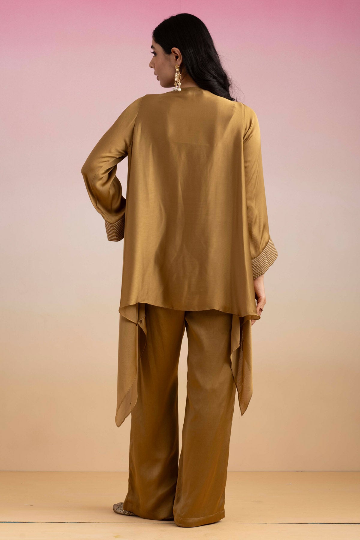 Gold Crystal Strings Kaftan Set