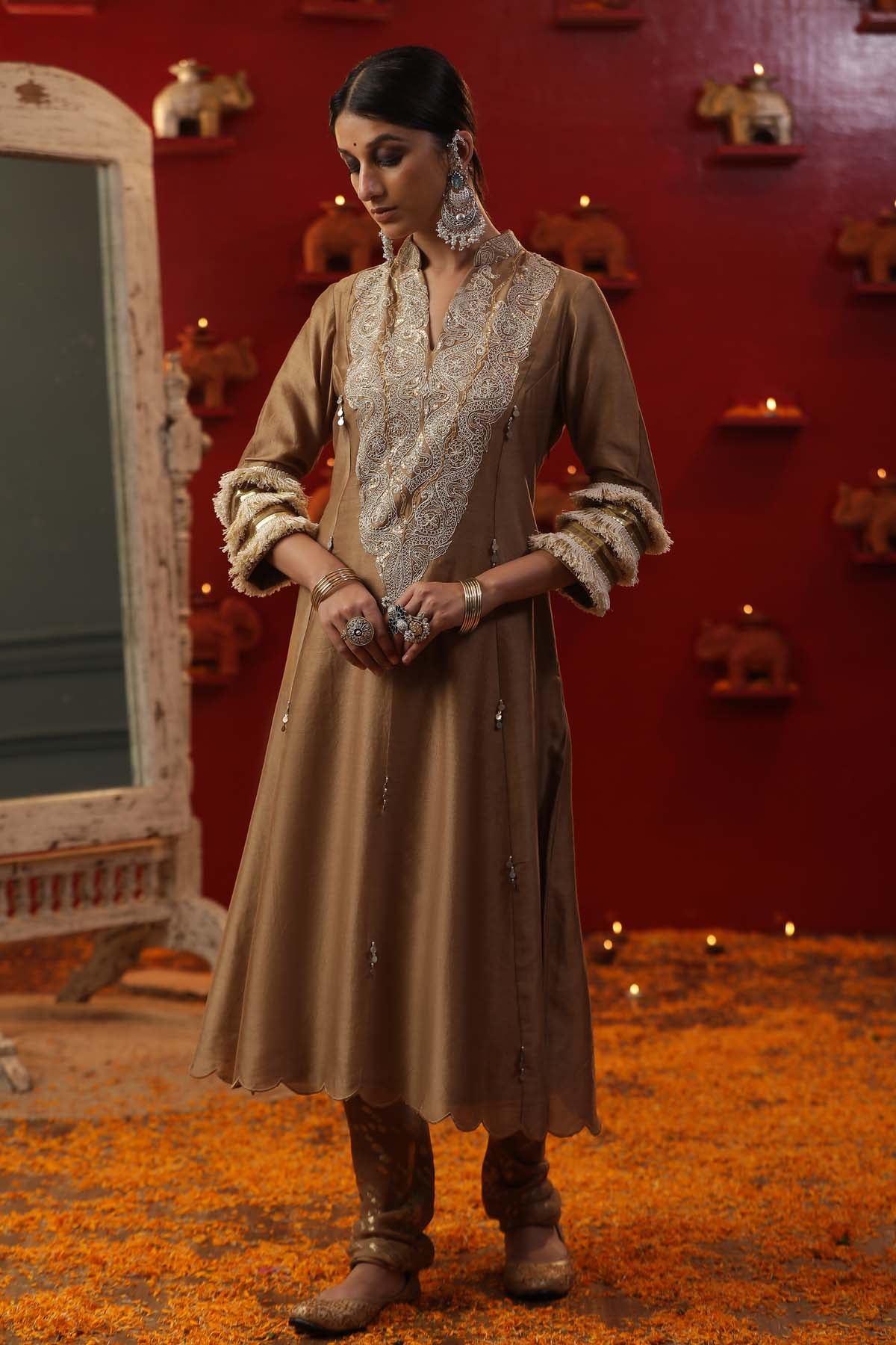 Gold Dori Embroidered Kurta Set