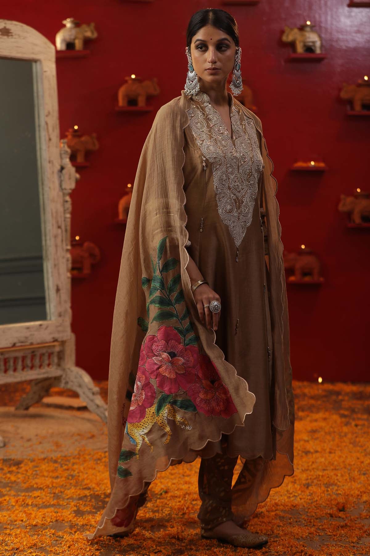 Gold Dori Embroidered Kurta Set