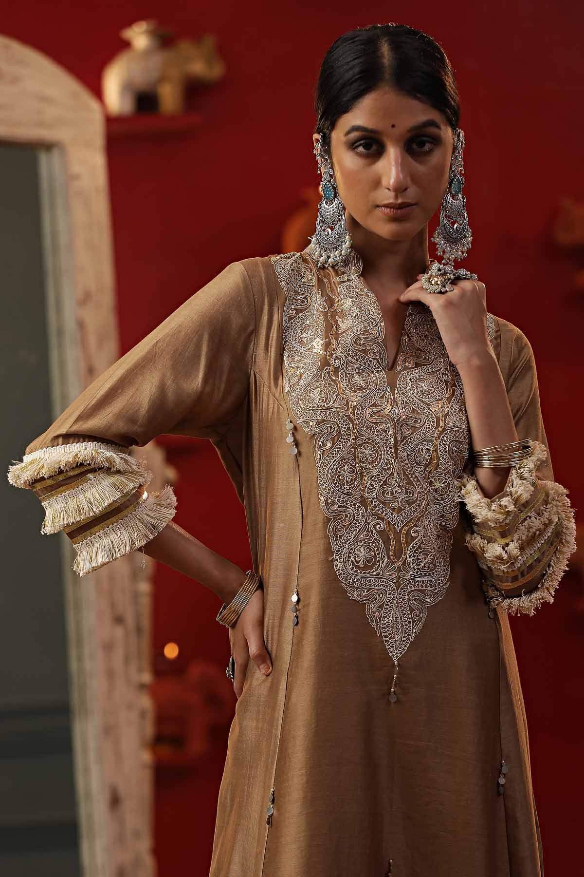 Gold Dori Embroidered Kurta Set