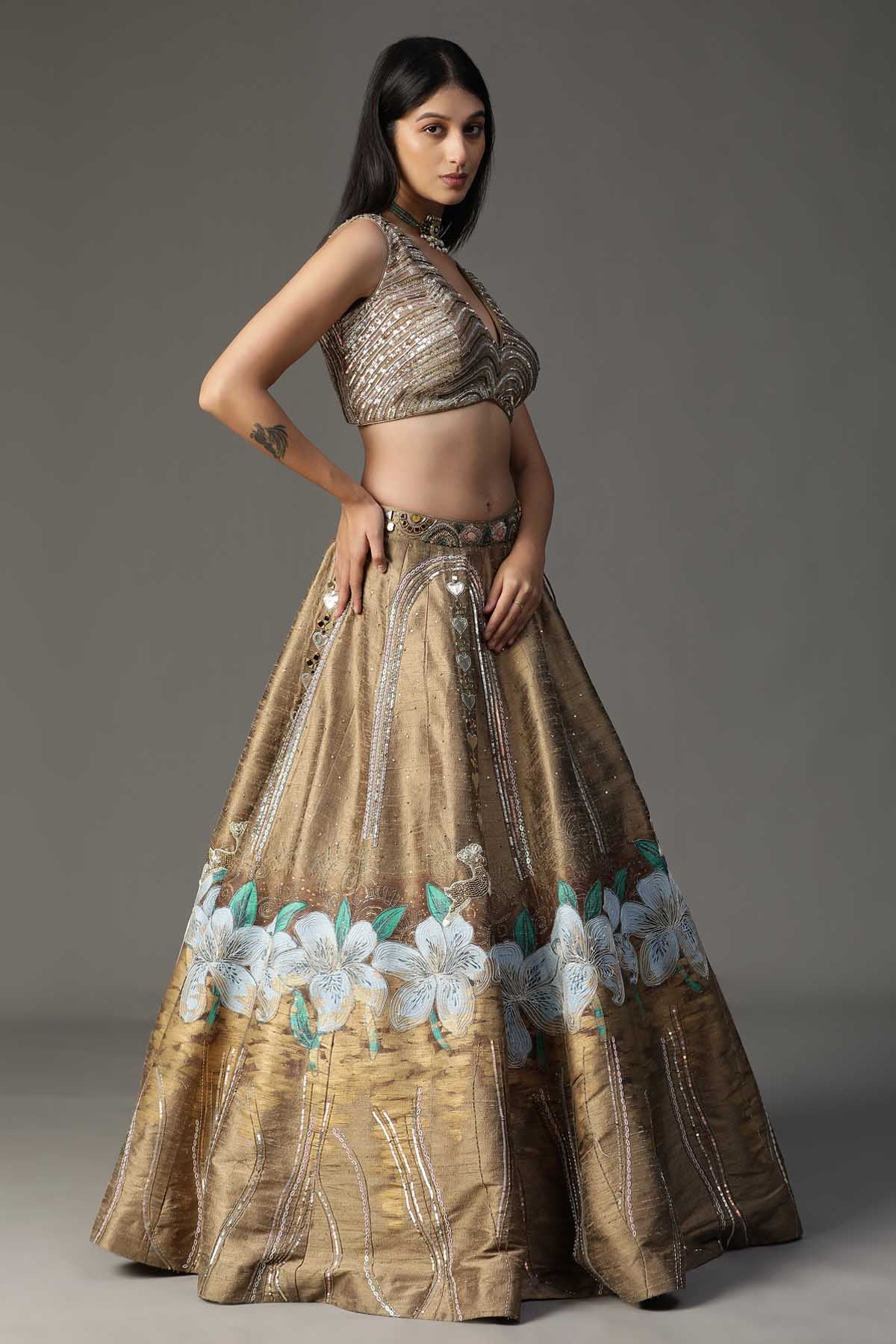 Gold Embroidered Lehenga Set
