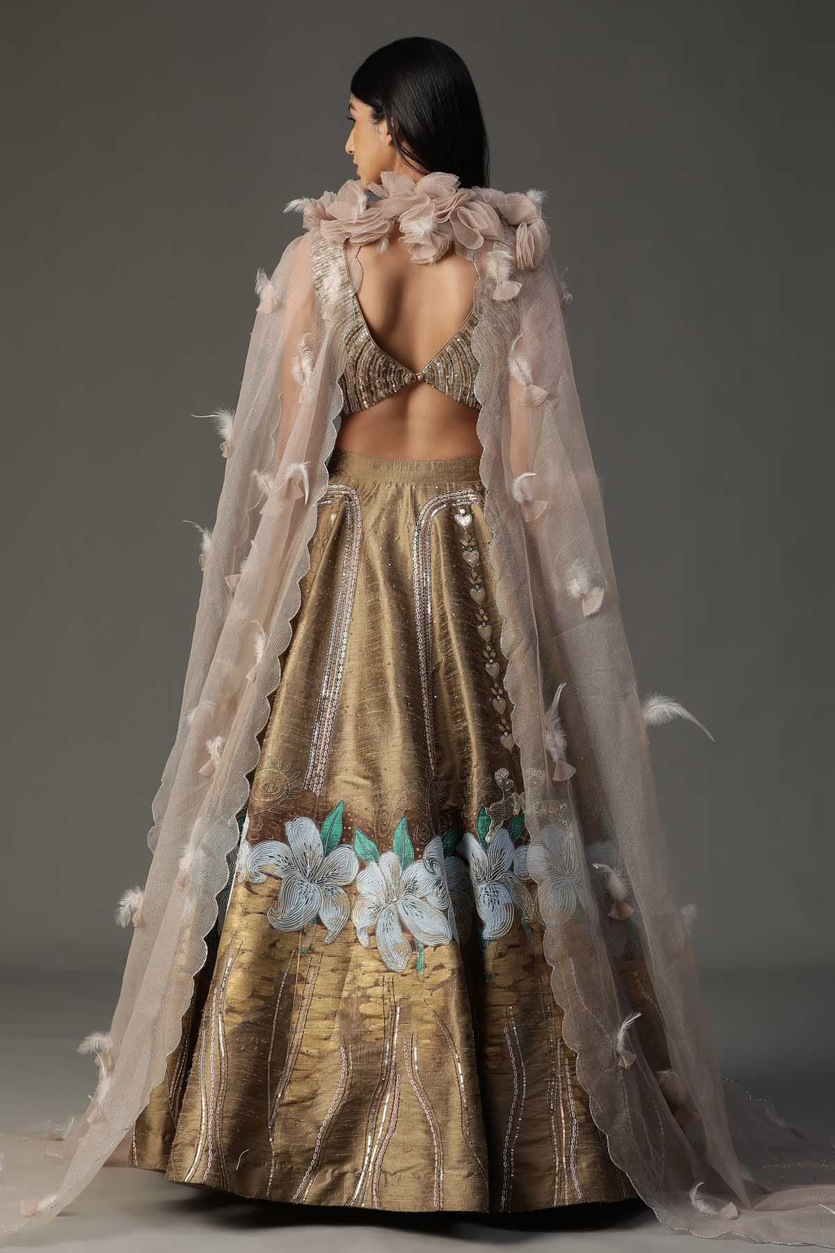 Gold Embroidered Lehenga Set