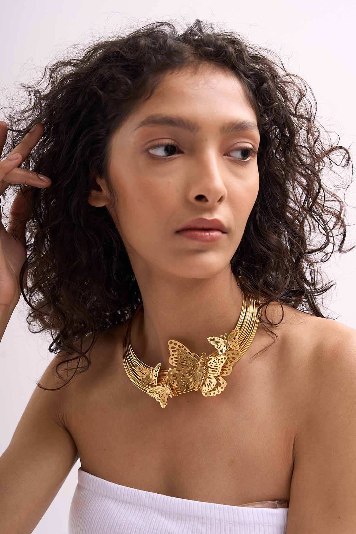 Gold Finish Butterfly Necklace