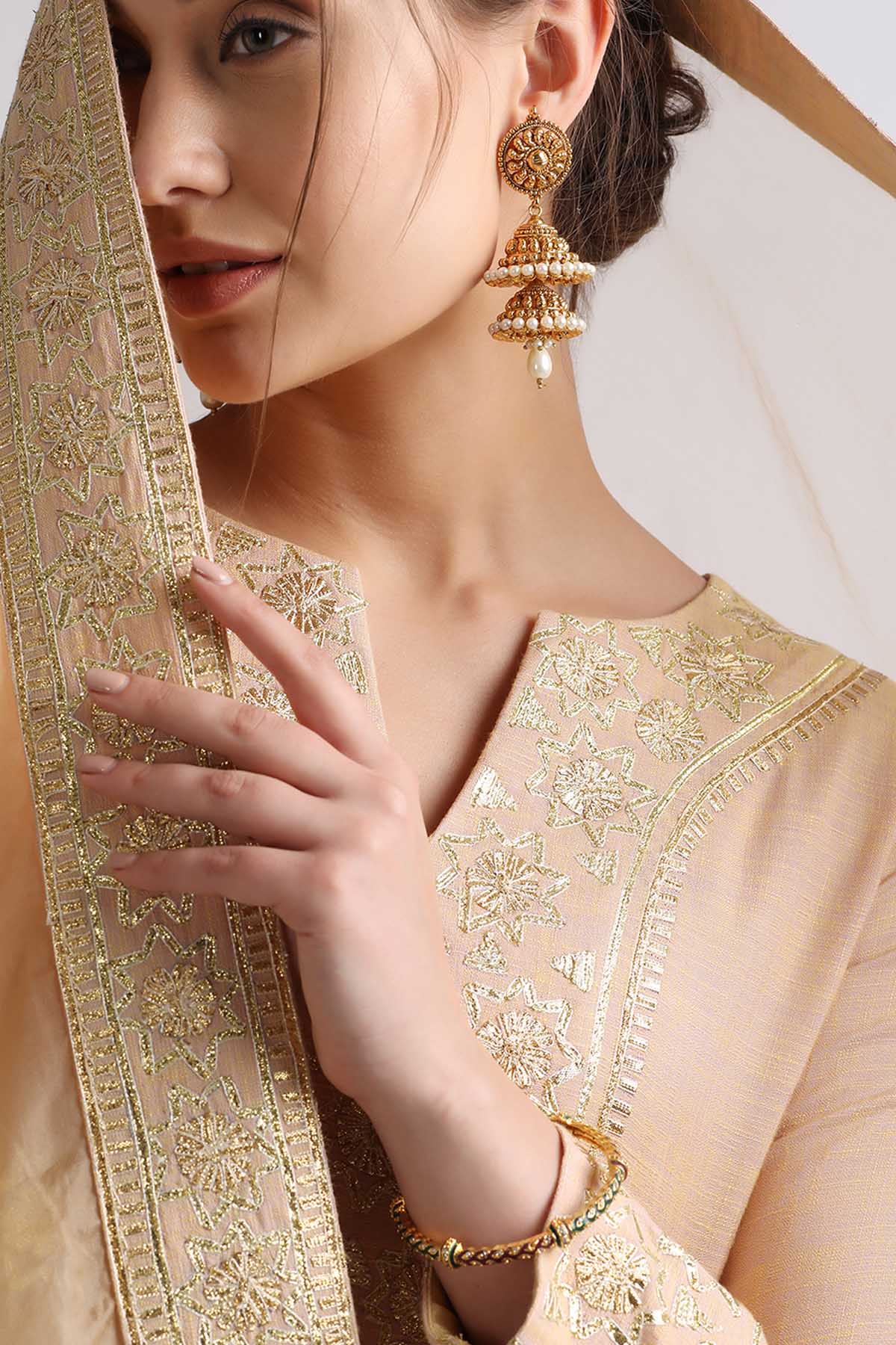 Gold Gota Embroidered Kurta Set