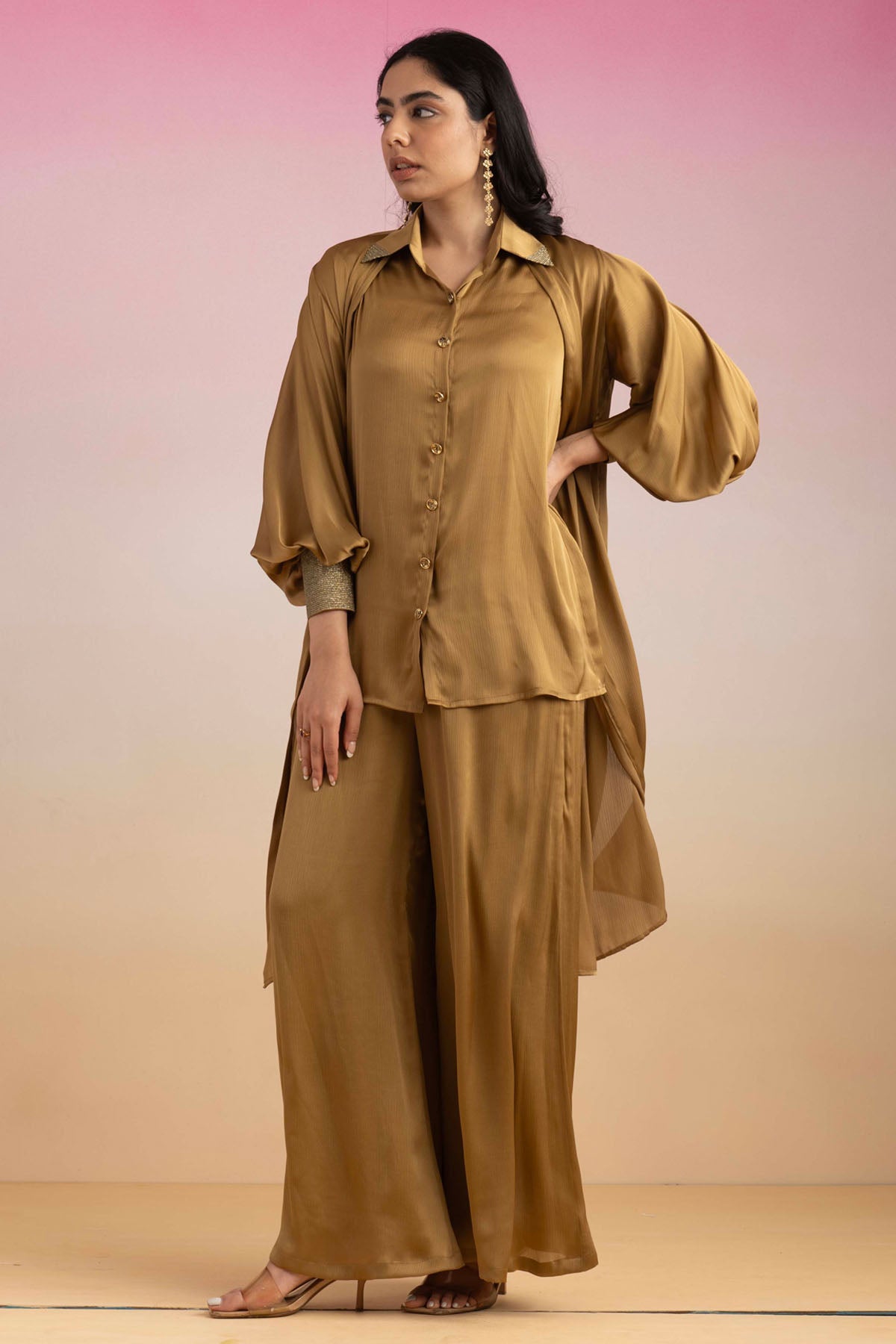 Gold Long Shrug Co-ord Set
