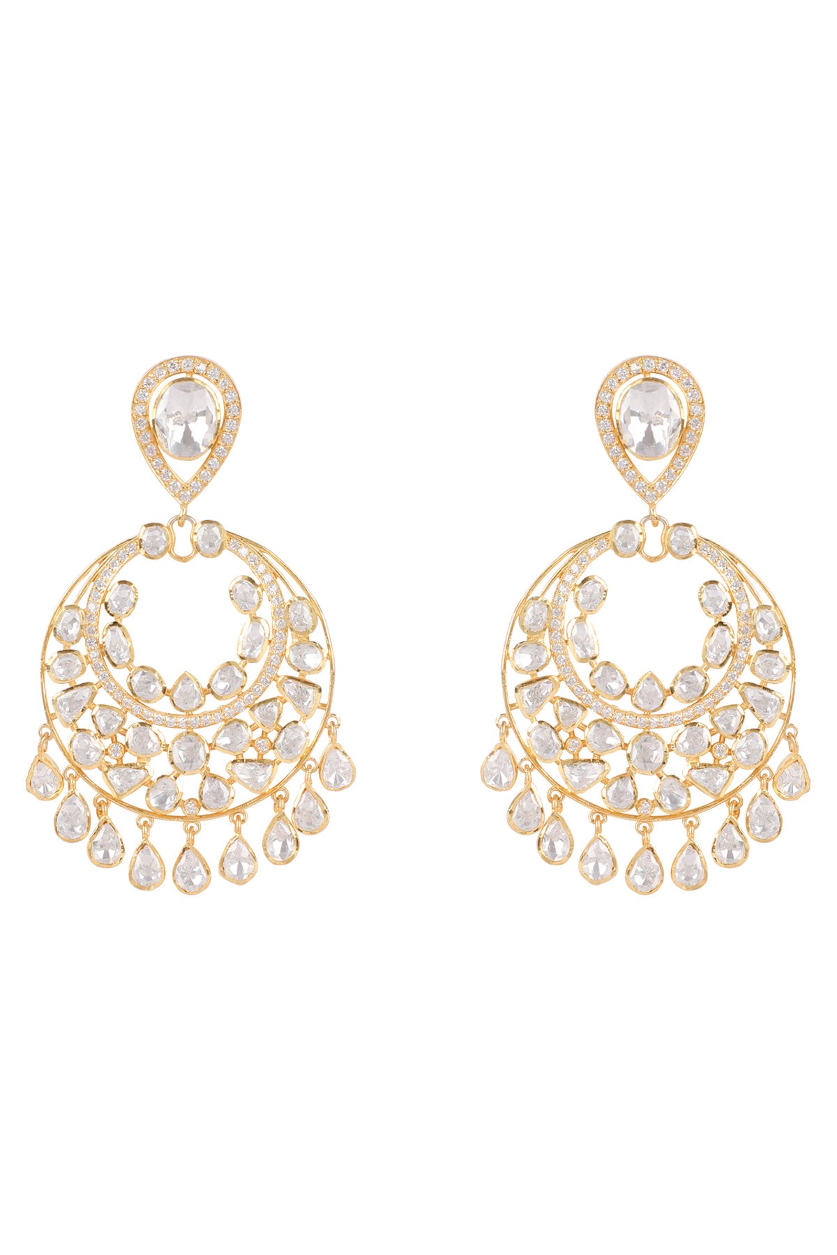 Gold Plated Polki Chandbalis