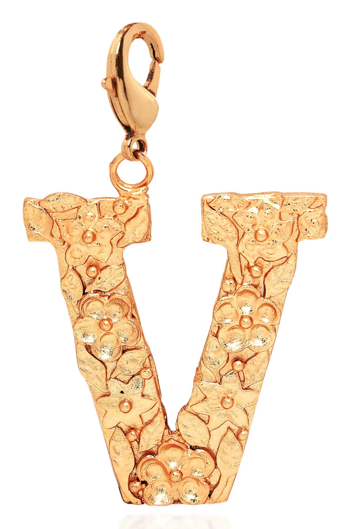 Gold Plated V Letter Pendant