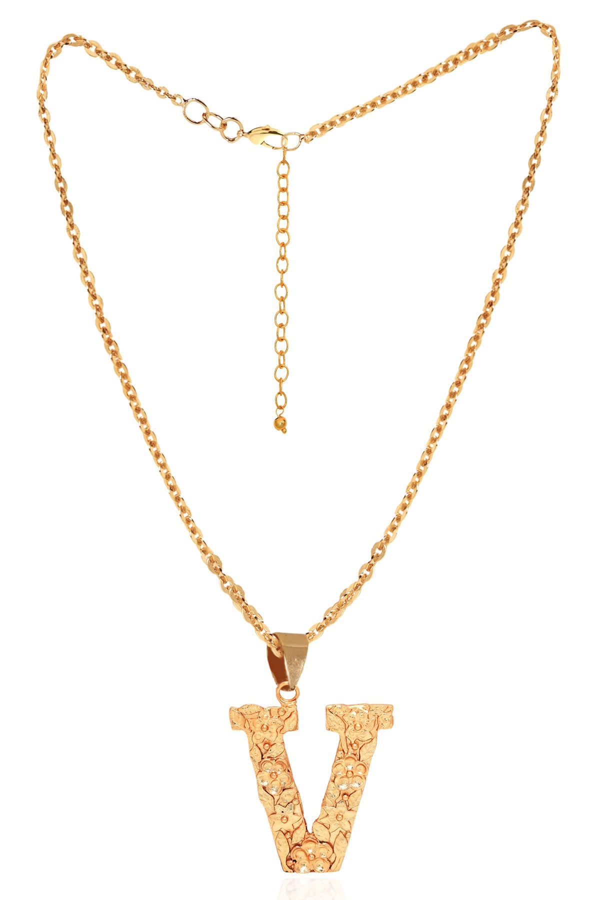 Gold Plated V Letter Pendant