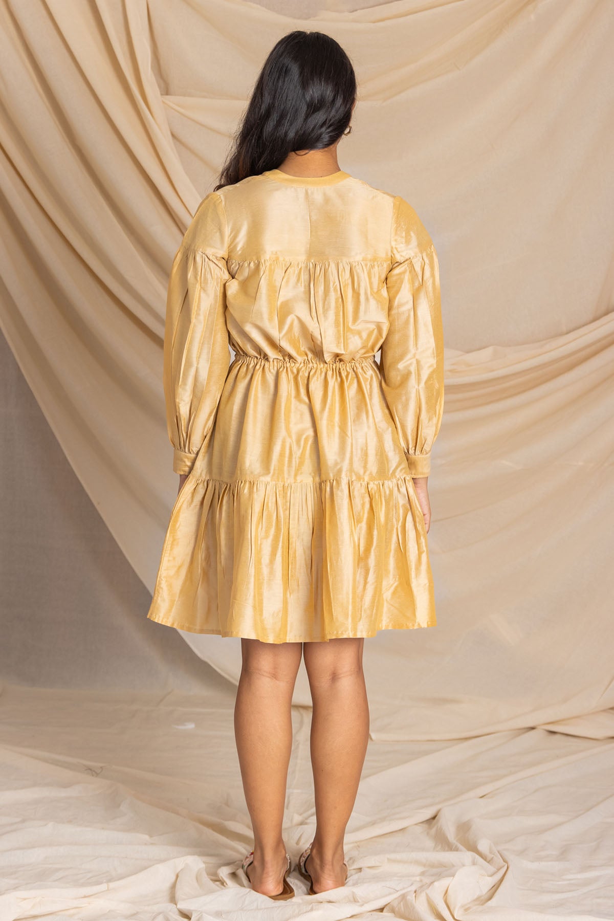 Gold Pure Cotton Silk Dress