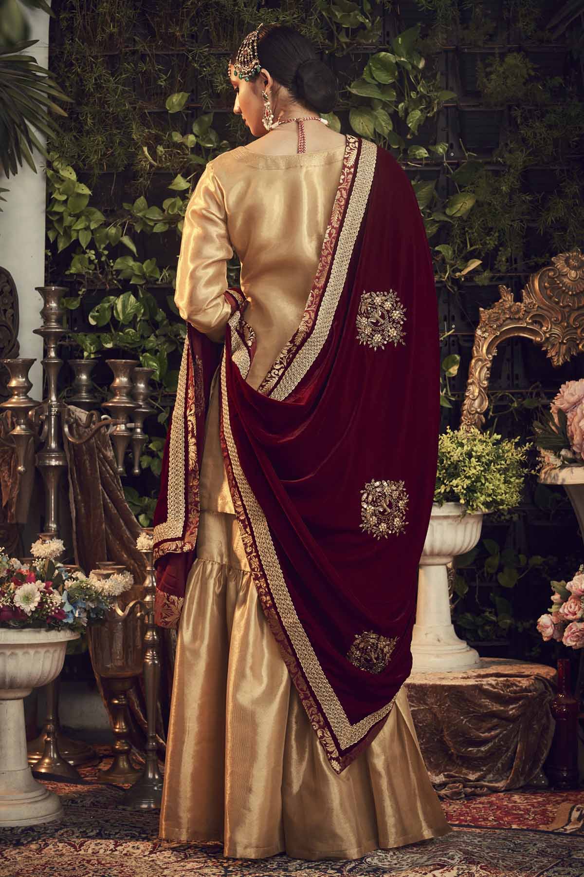 Gold Silk Kurta & Gharara Set