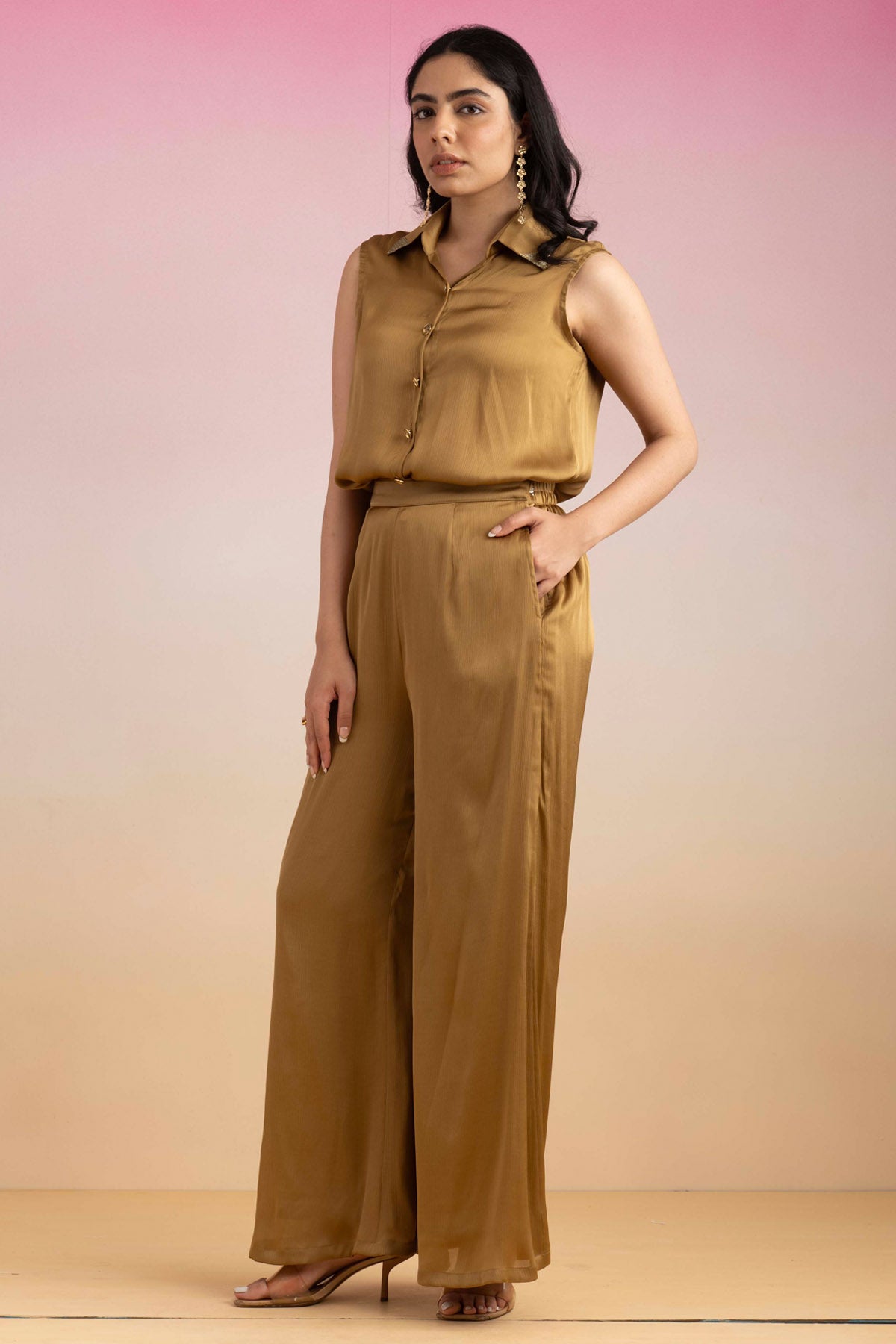 Gold Sleeveless Shirt & Pants