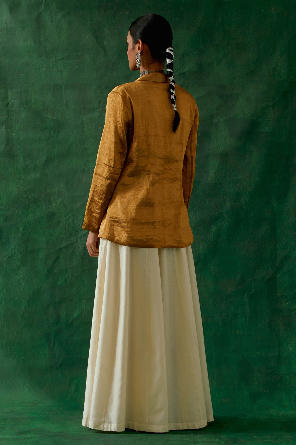 Gold Zari Silk Jacket Set