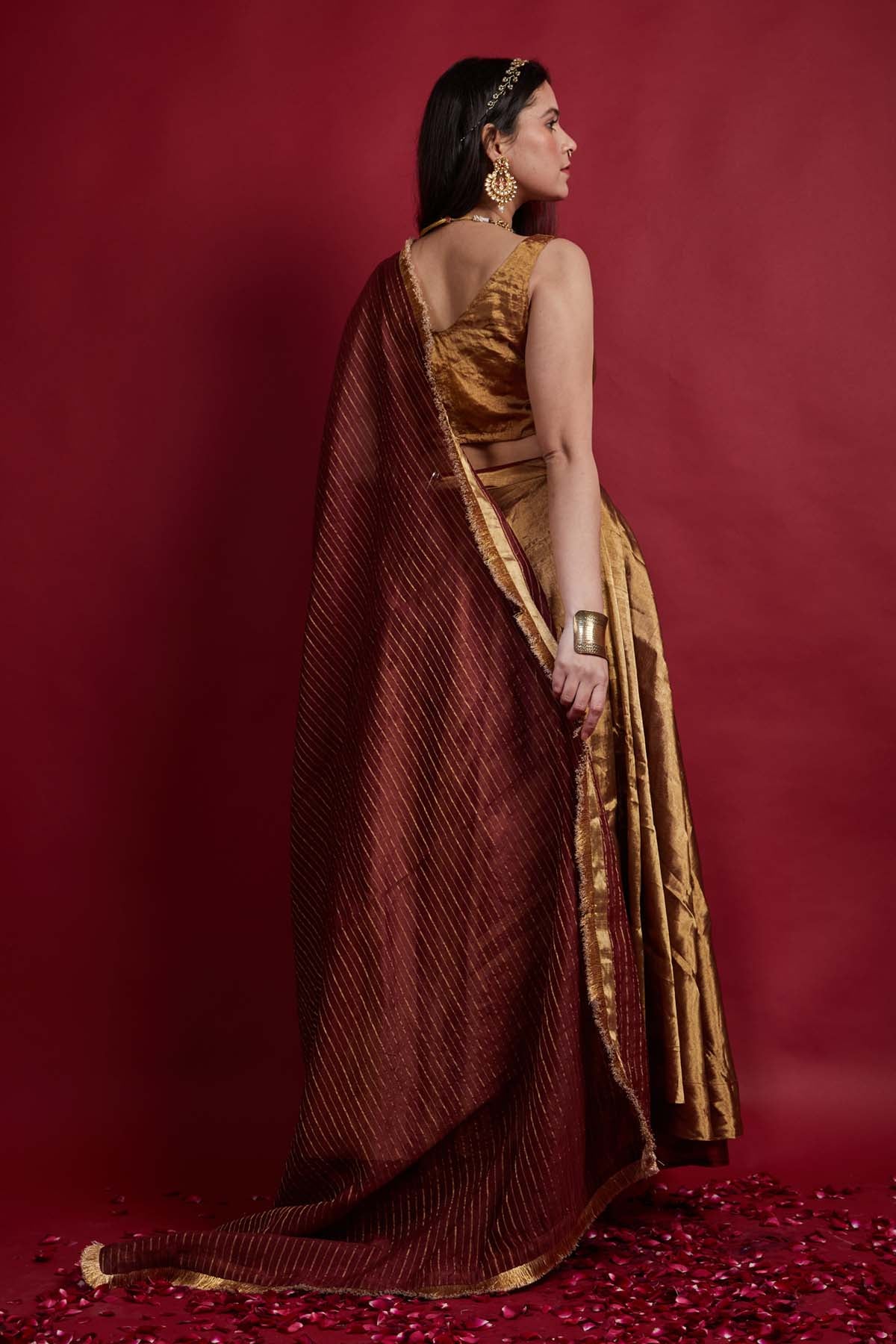 Gold Zari Weave Lehenga Set