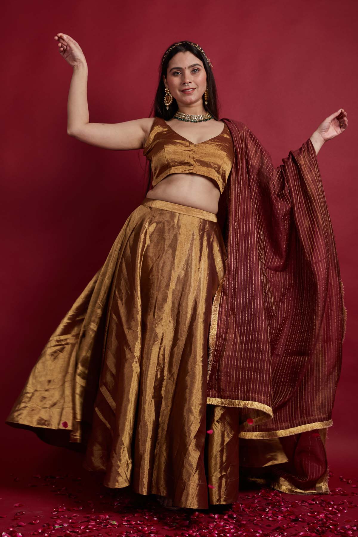 Gold Zari Weave Lehenga Set