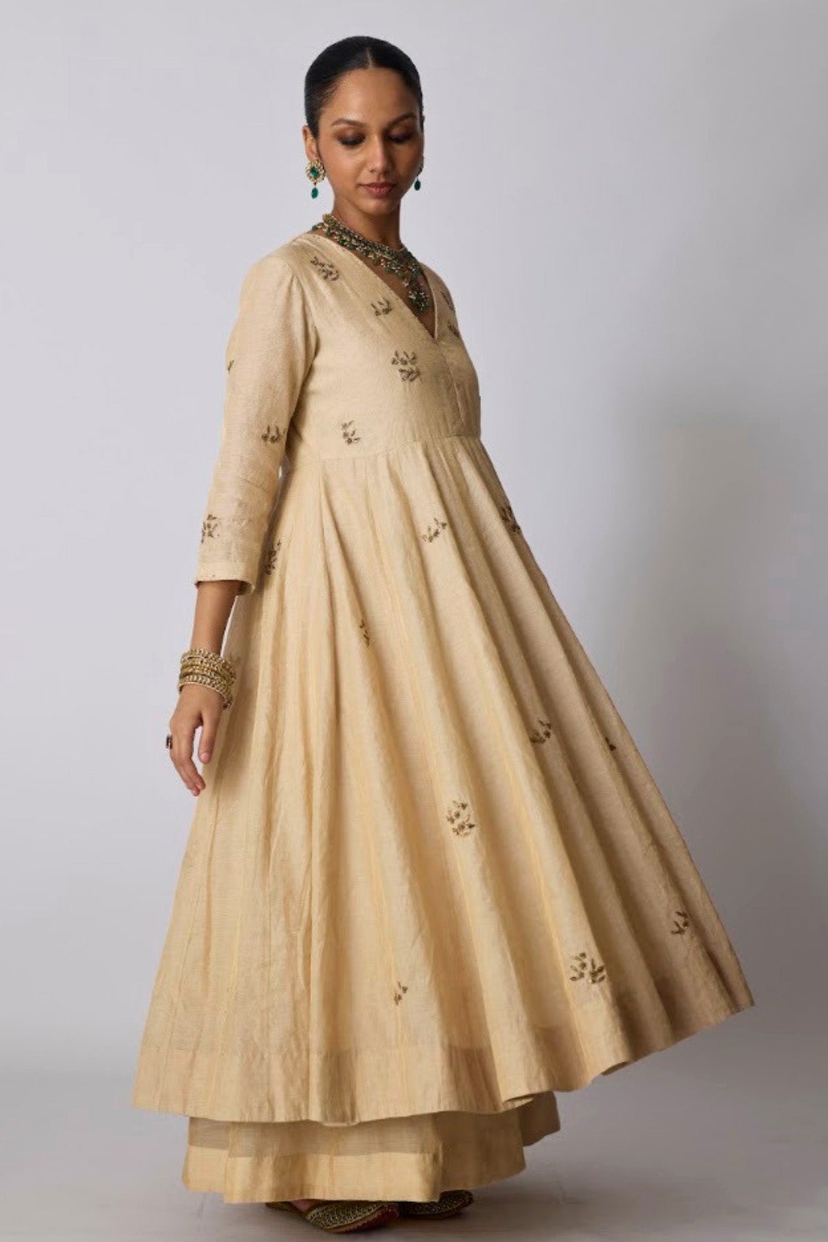 Gold Aari & Zardozi Sharara Set