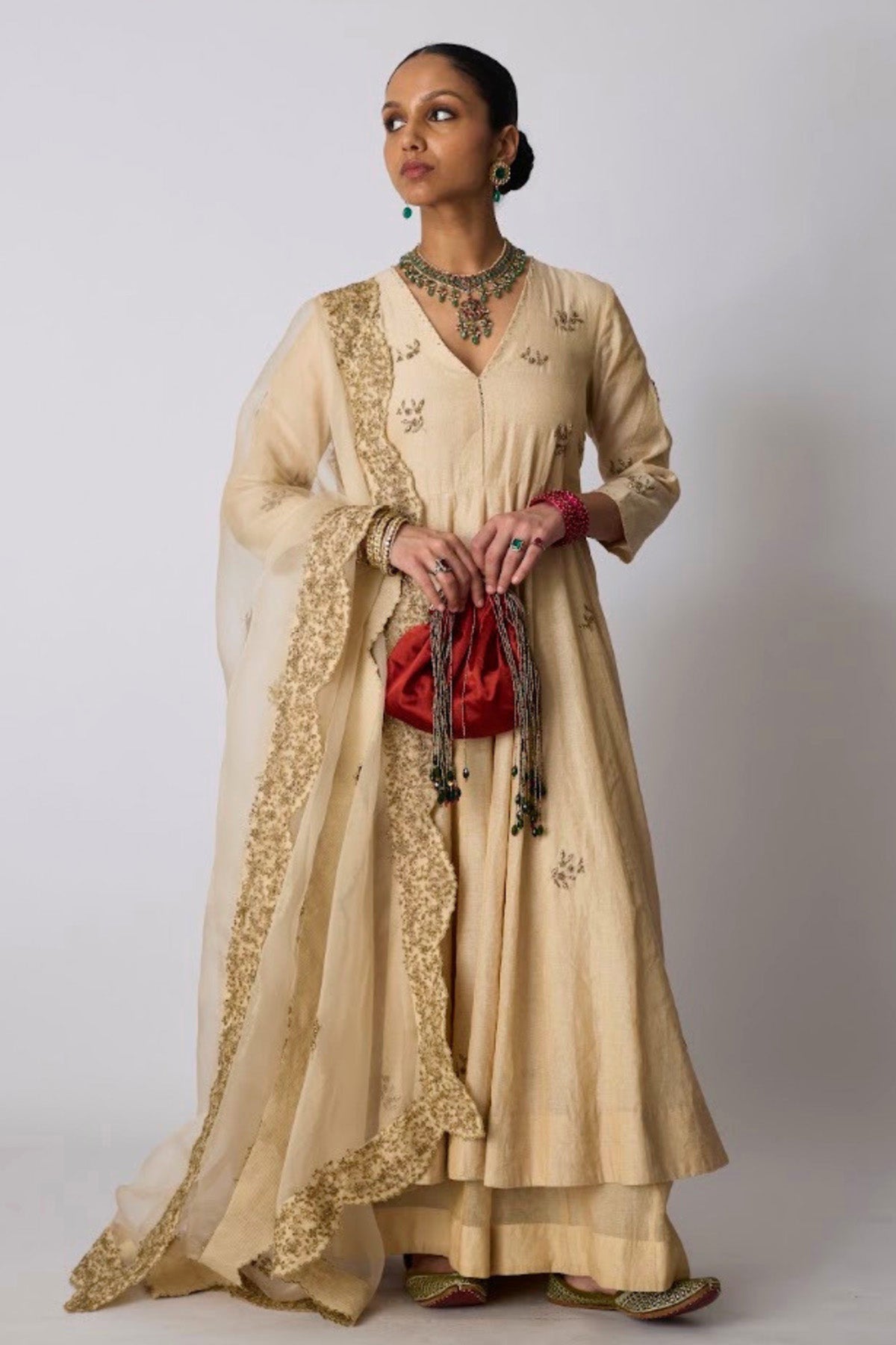 Buy Gold Aari & Zardozi Sharara Set for women by Rhua India online available at scrollnshops