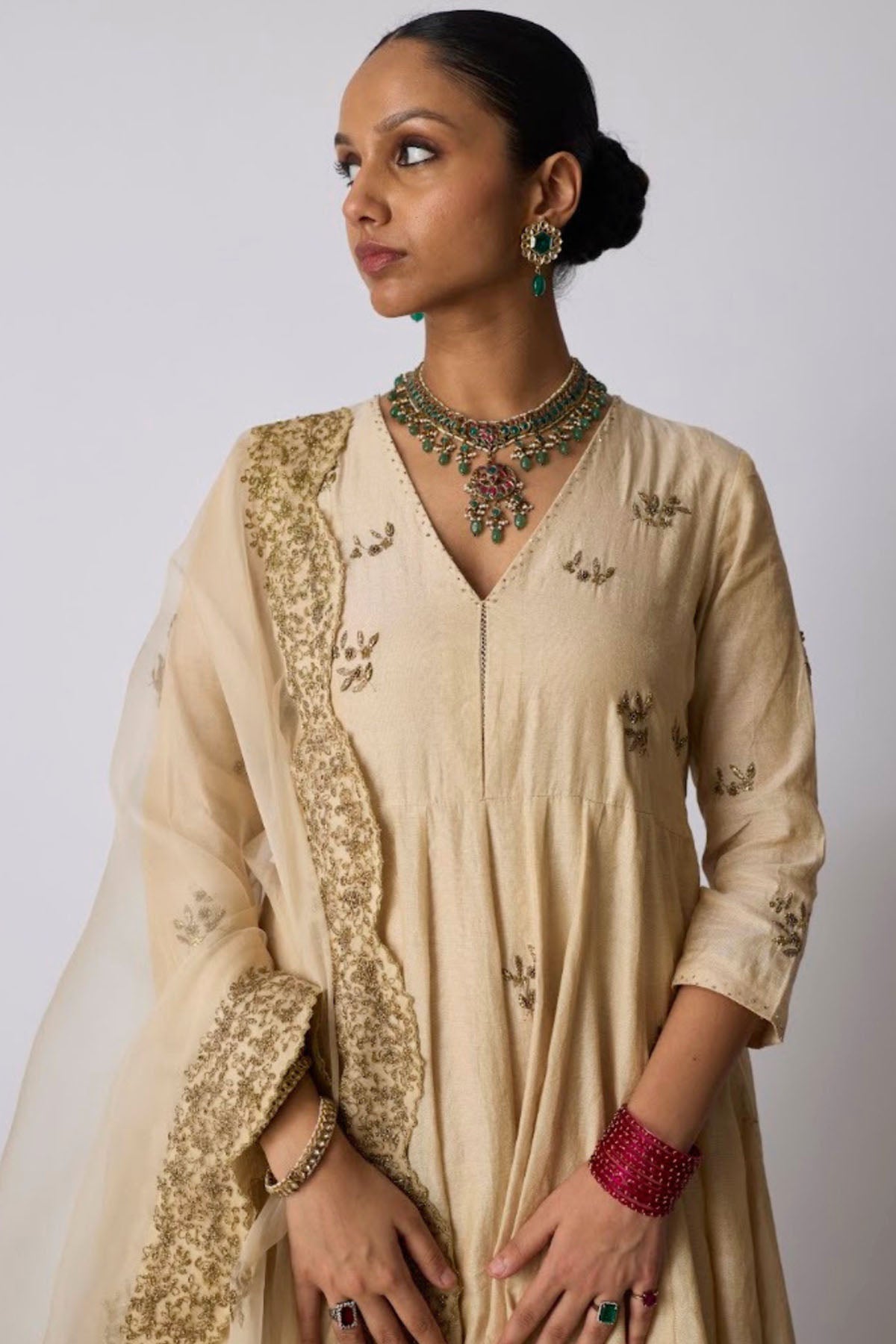 Gold Aari & Zardozi Sharara Set