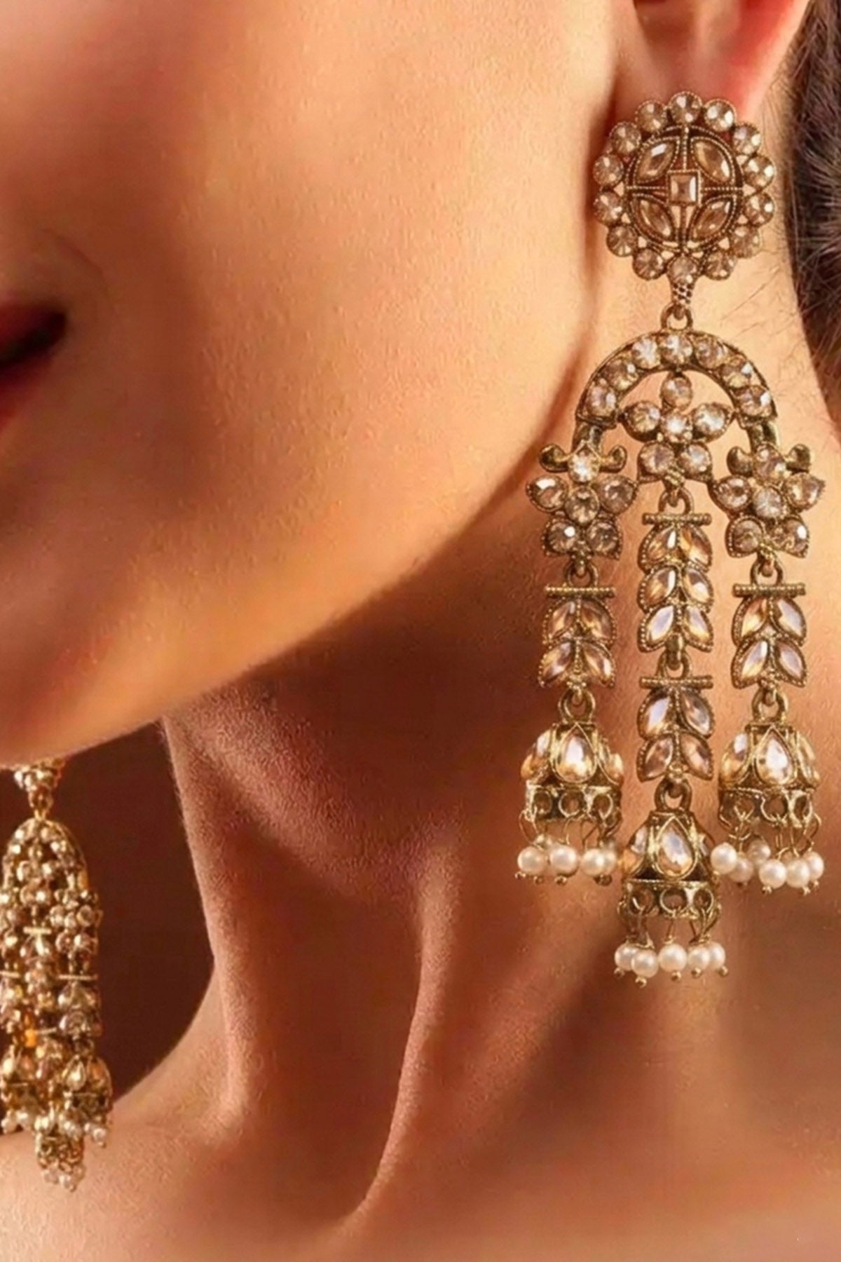 Buy Gold And Polki Jhumka Earring for women by Inko & Co online available at scrollnshops