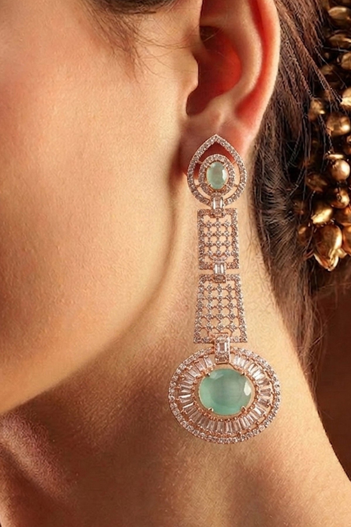 Buy Gold Architect Dangler Earring for women by Inko & Co online available at scrollnshops