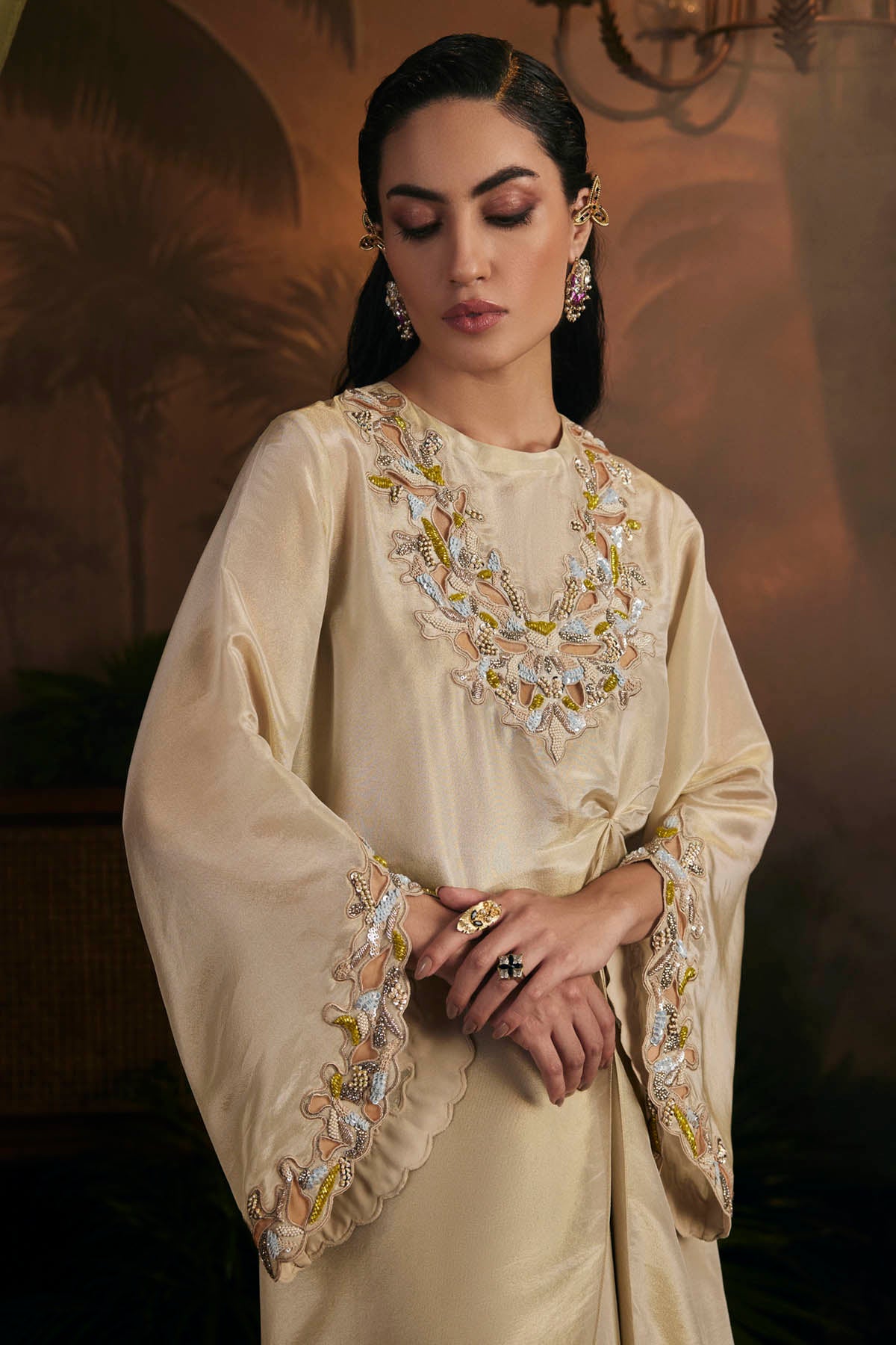 Gold Asymmetric Indo-Western Set