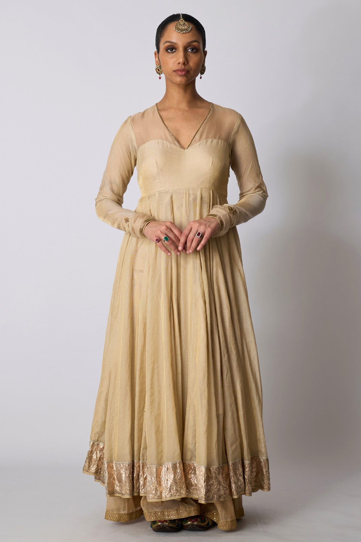 Gold Banarasi Silk Sharara Set