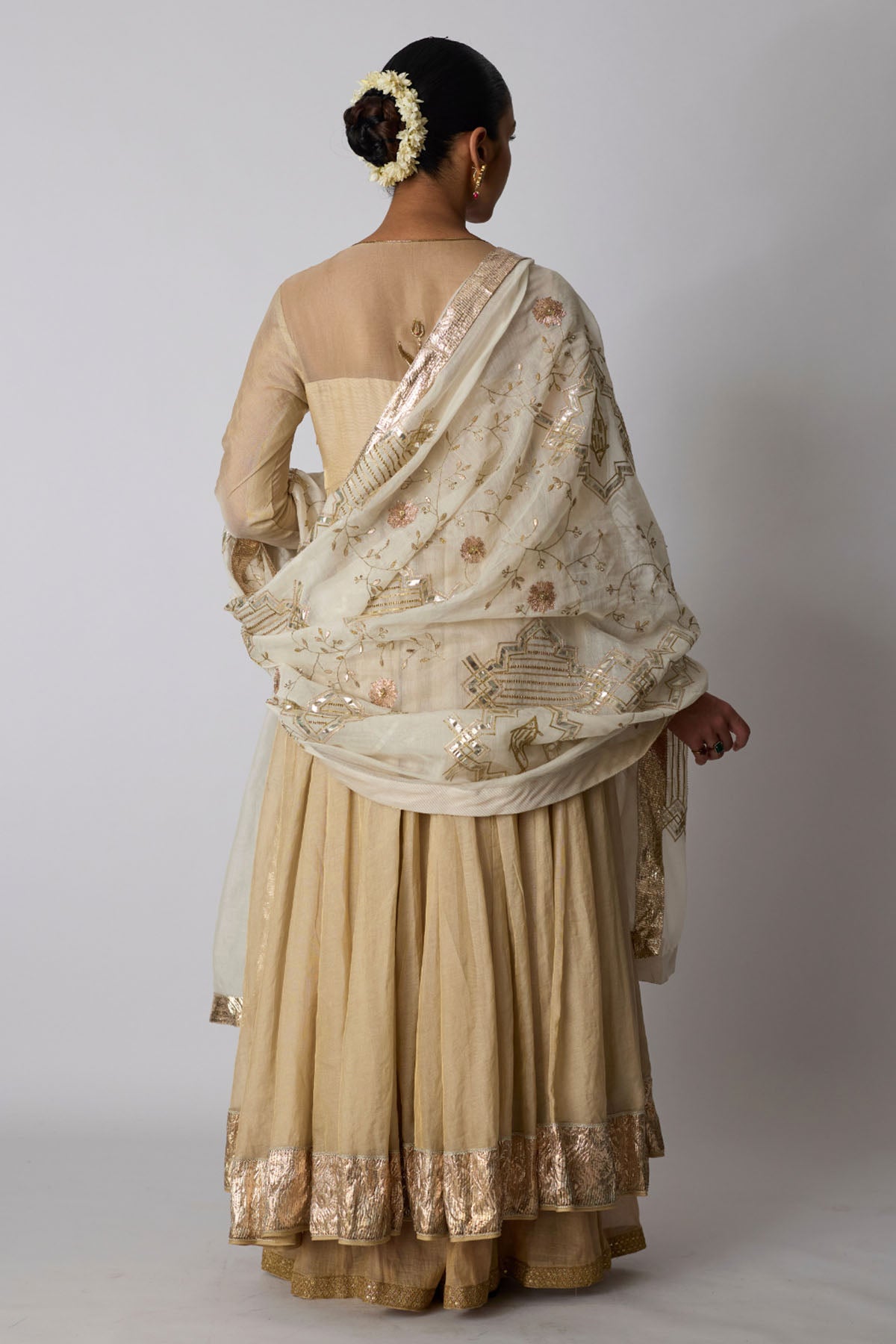 Gold Banarasi Silk Sharara Set