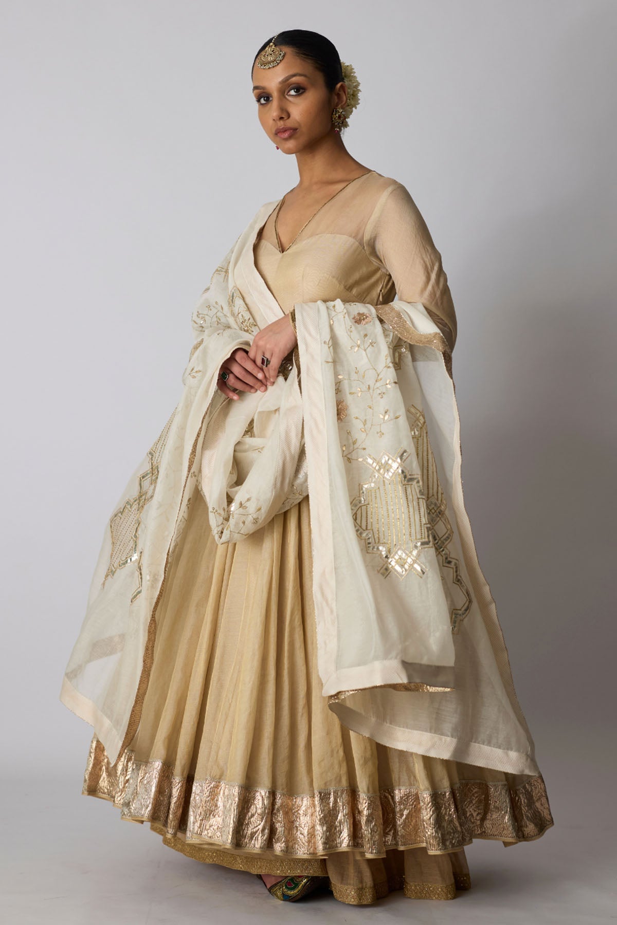 Buy Gold Banarasi Silk Sharara Set for women by Rhua India online available at scrollnshops