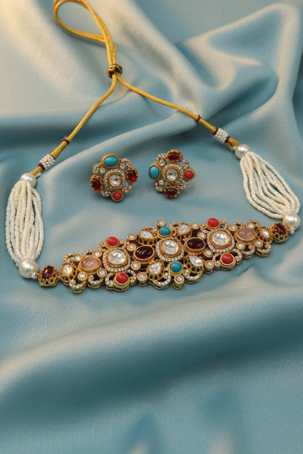 Buy Gold Basra Pearl Jewellery Set for women by Inko & Co online available at scrollnshops