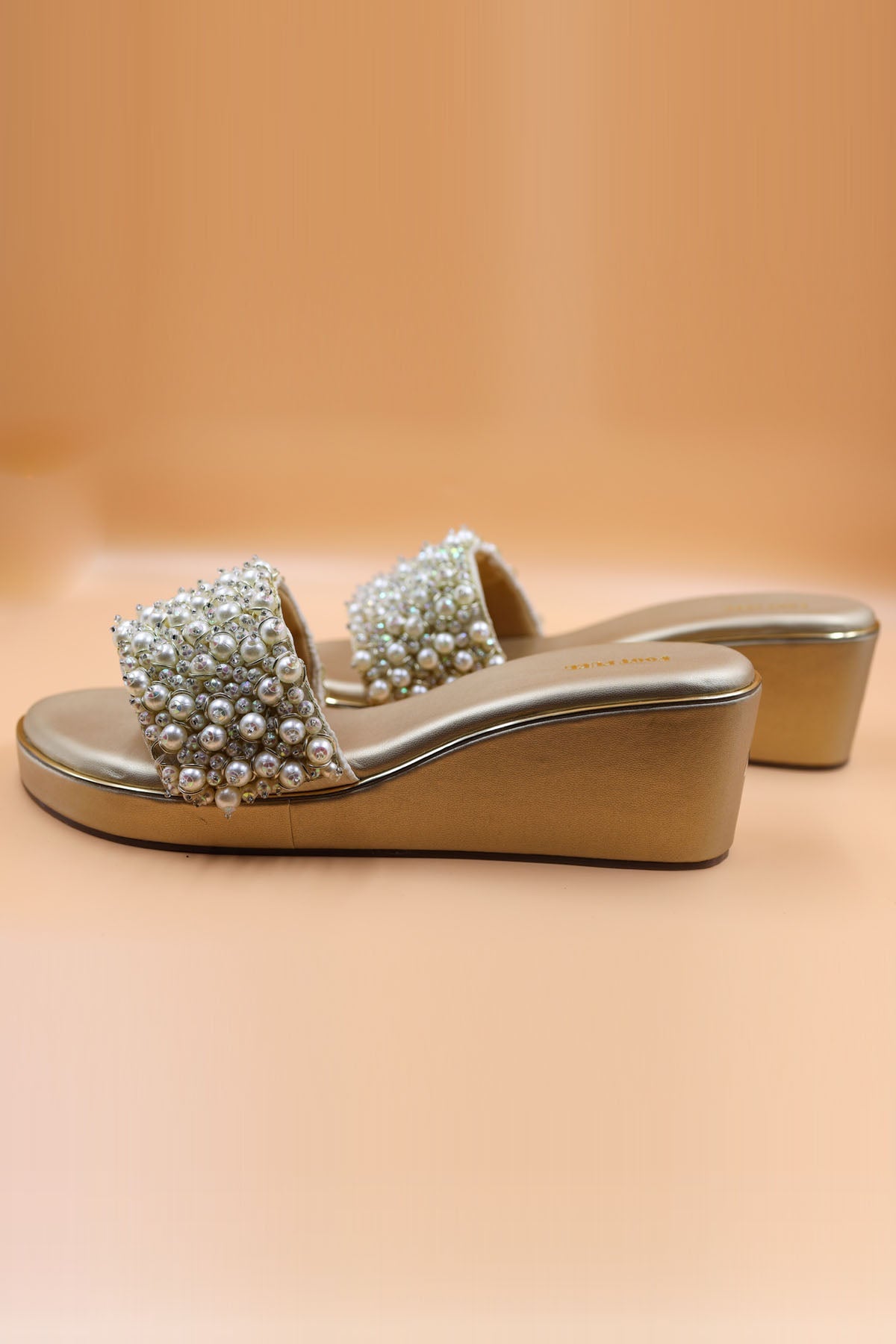 Foot Fuel Gold Bead Thread Work Wedges for accessories online at ScrollnShops