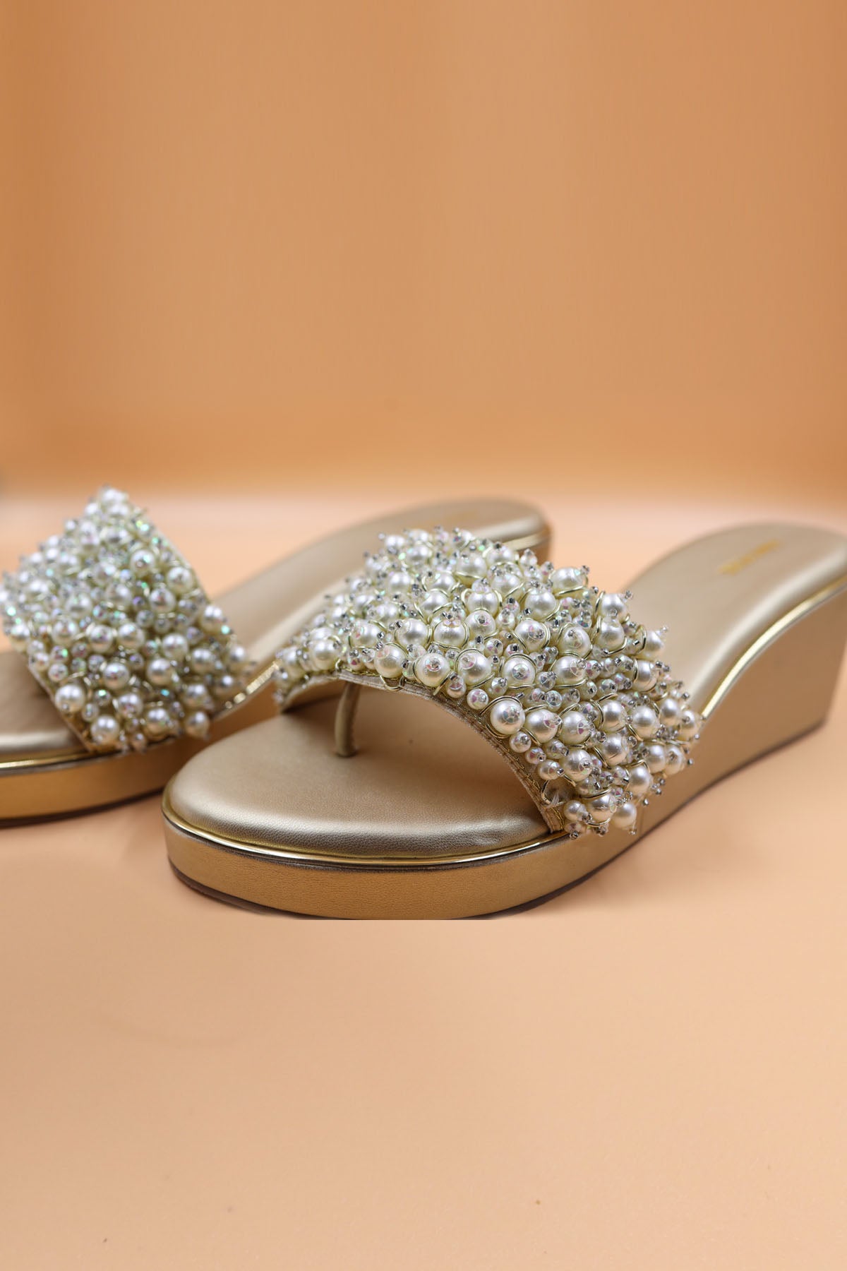 Gold Bead Thread Work Wedges