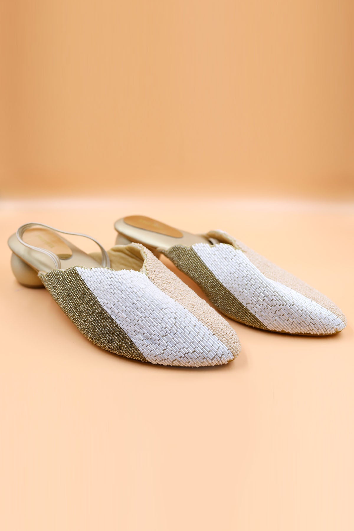 Foot Fuel Gold Bead Zardois Heel Mules for accessories online at ScrollnShops