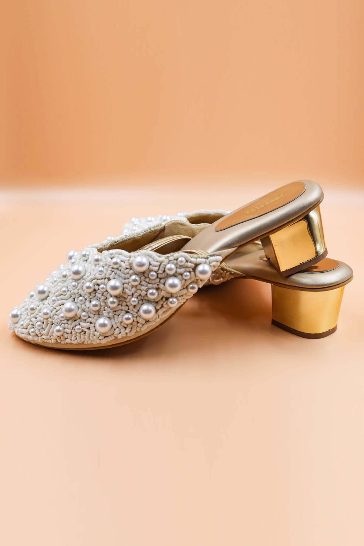 Gold Beads Embellished Mules